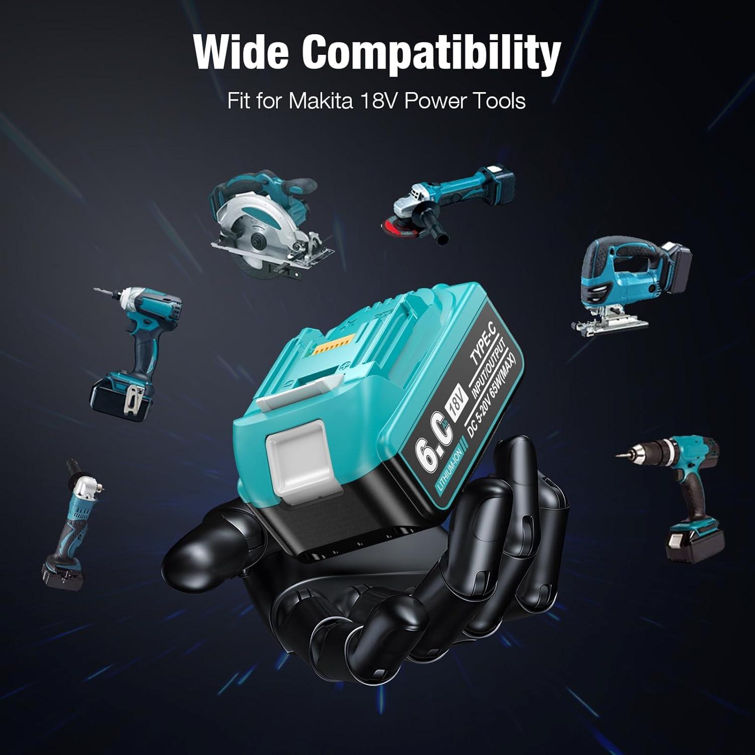 Batería de Reemplazo 18V 6.0Ah Makita BL1850 BL1840 2Pack