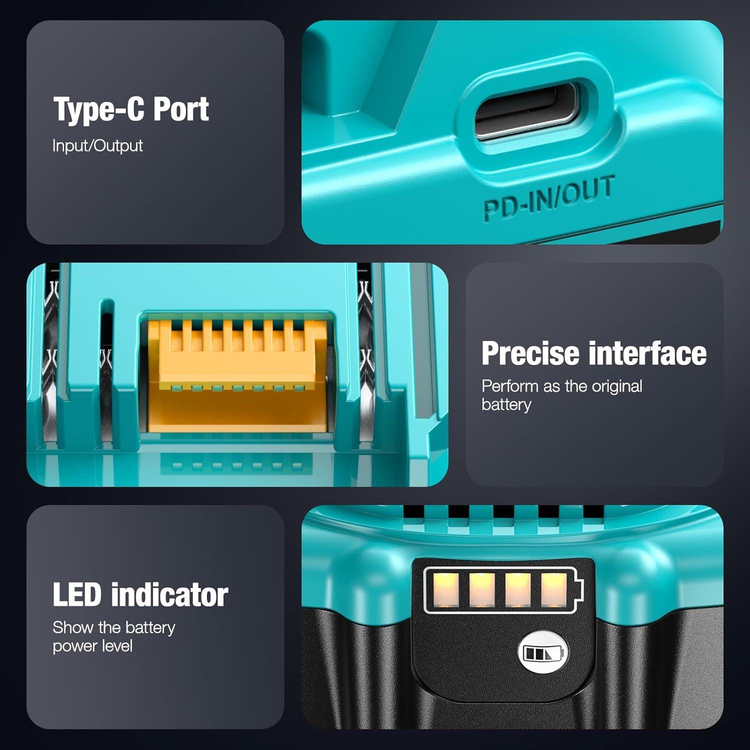 Batería de Reemplazo 18V 6.0Ah Makita BL1850 BL1840 2Pack