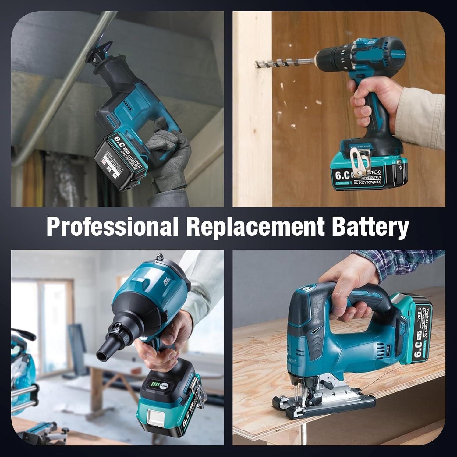 Batería de Reemplazo 18V 6.0Ah Makita BL1850 BL1840 2Pack