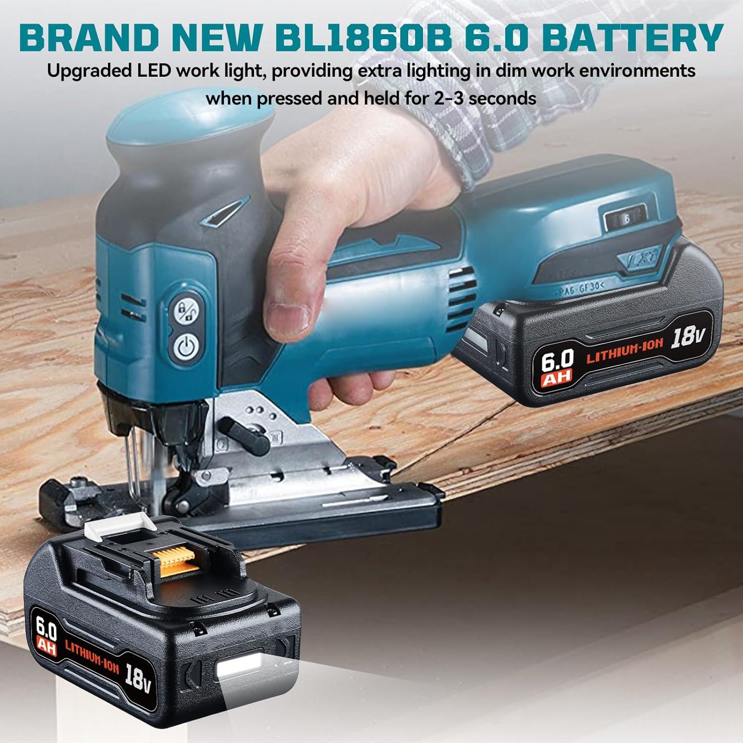 Pack de 2 Baterías de Reemplazo 18V Makita BL1860B 6000mAh