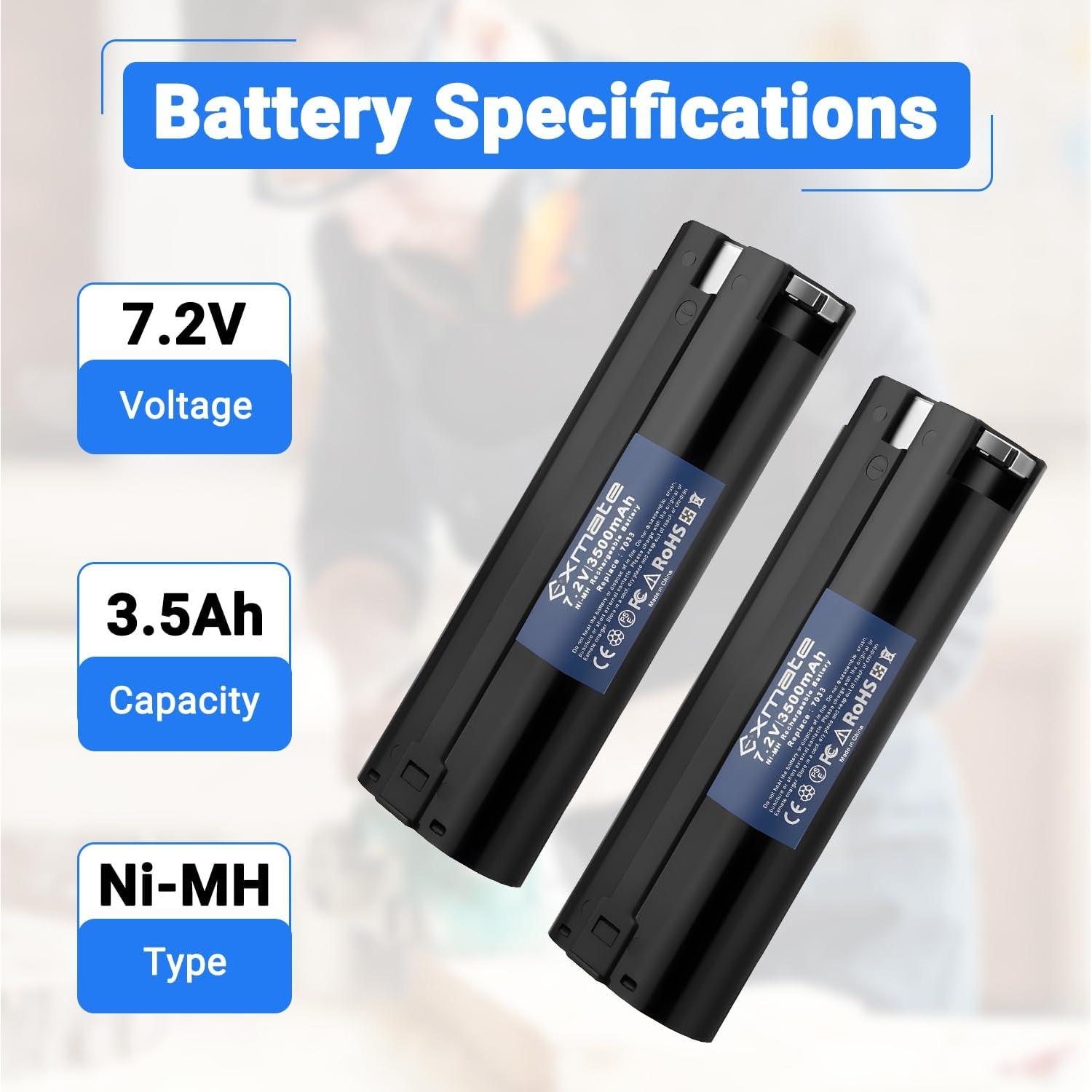 Batería Ni-Mh 7.2V 3500mAh Exmate + Cargador 1.2-18V