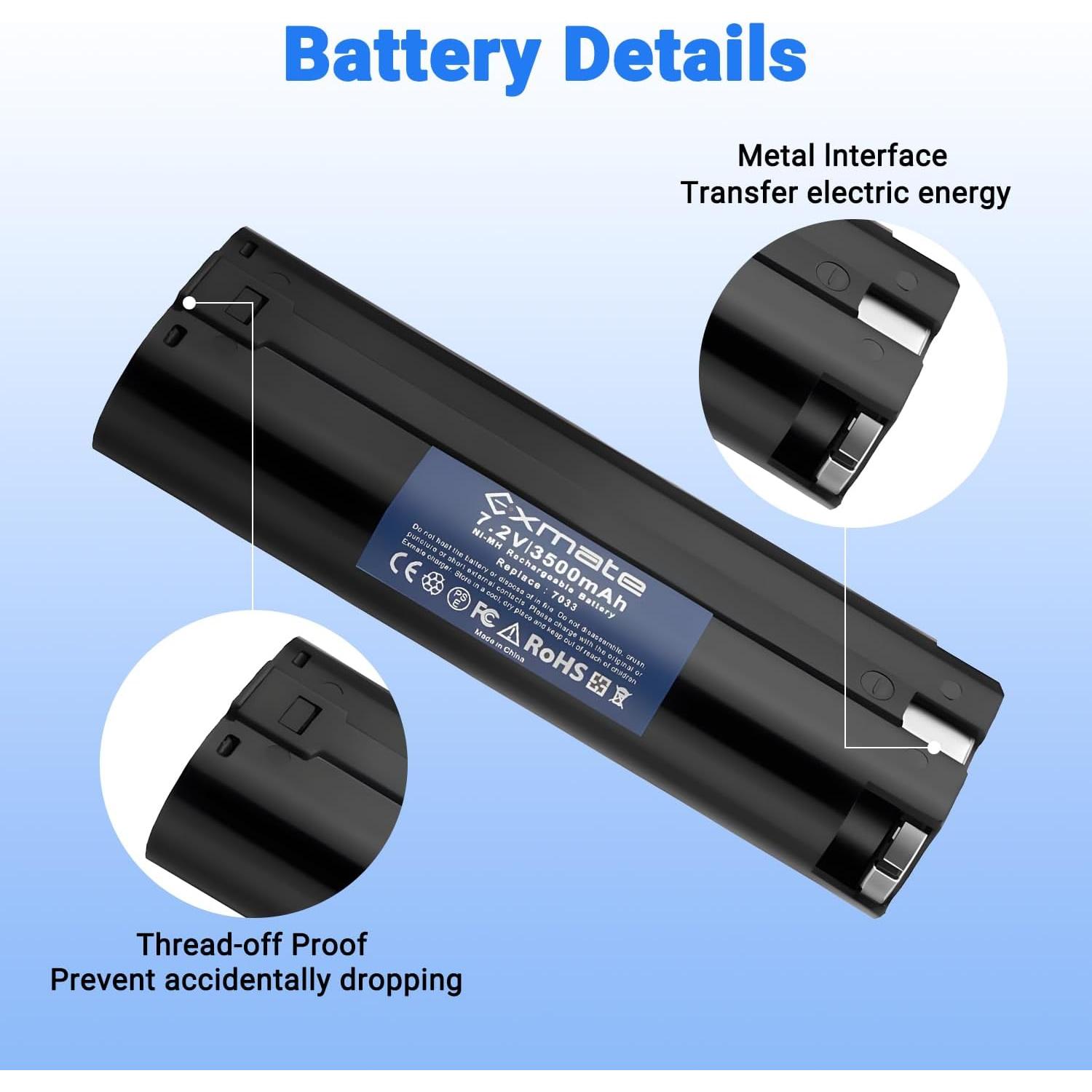 Batería Ni-Mh 7.2V 3500mAh Exmate + Cargador 1.2-18V