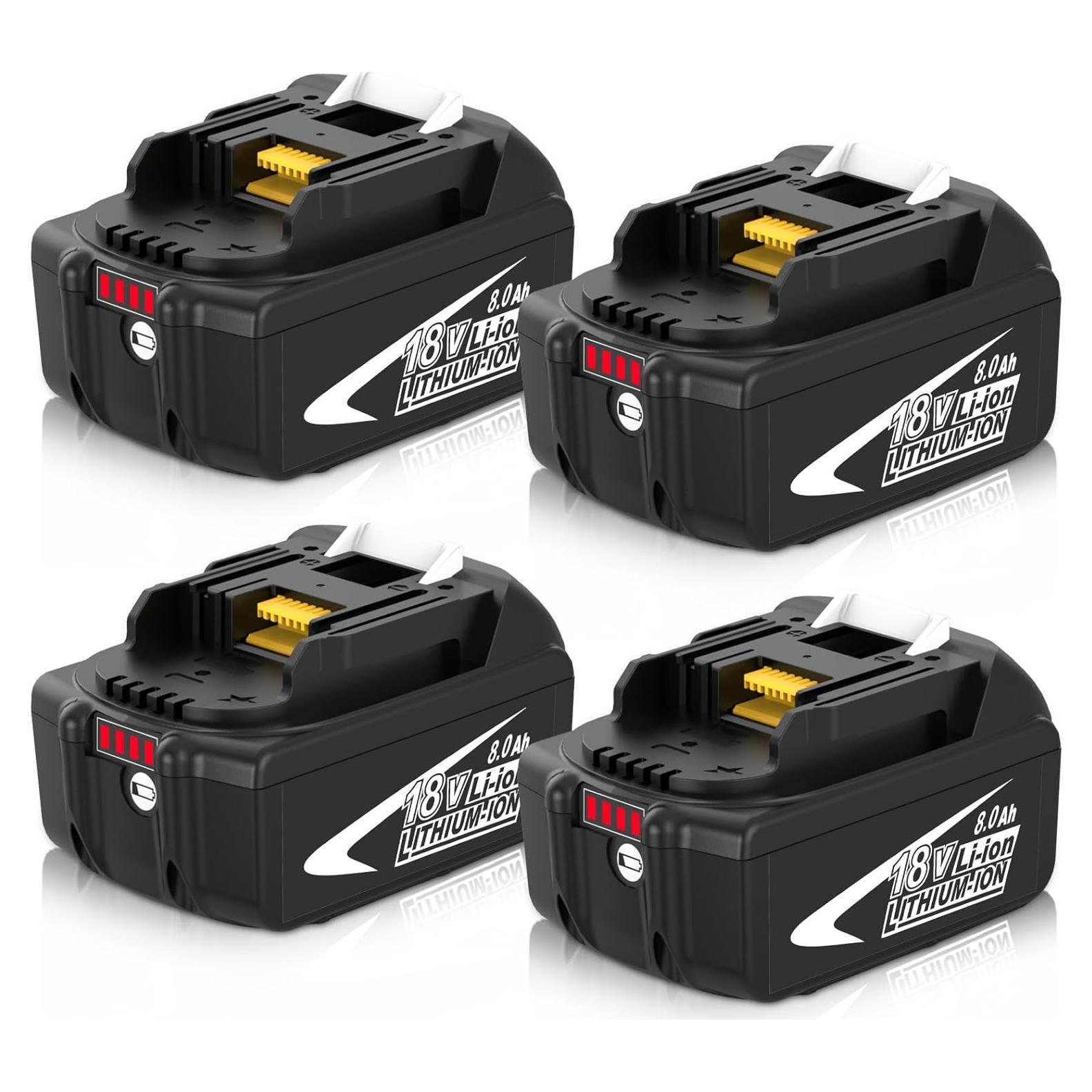 Paquete de 4 Baterías 8000mAh Makita 18V BL1860B BL1850B