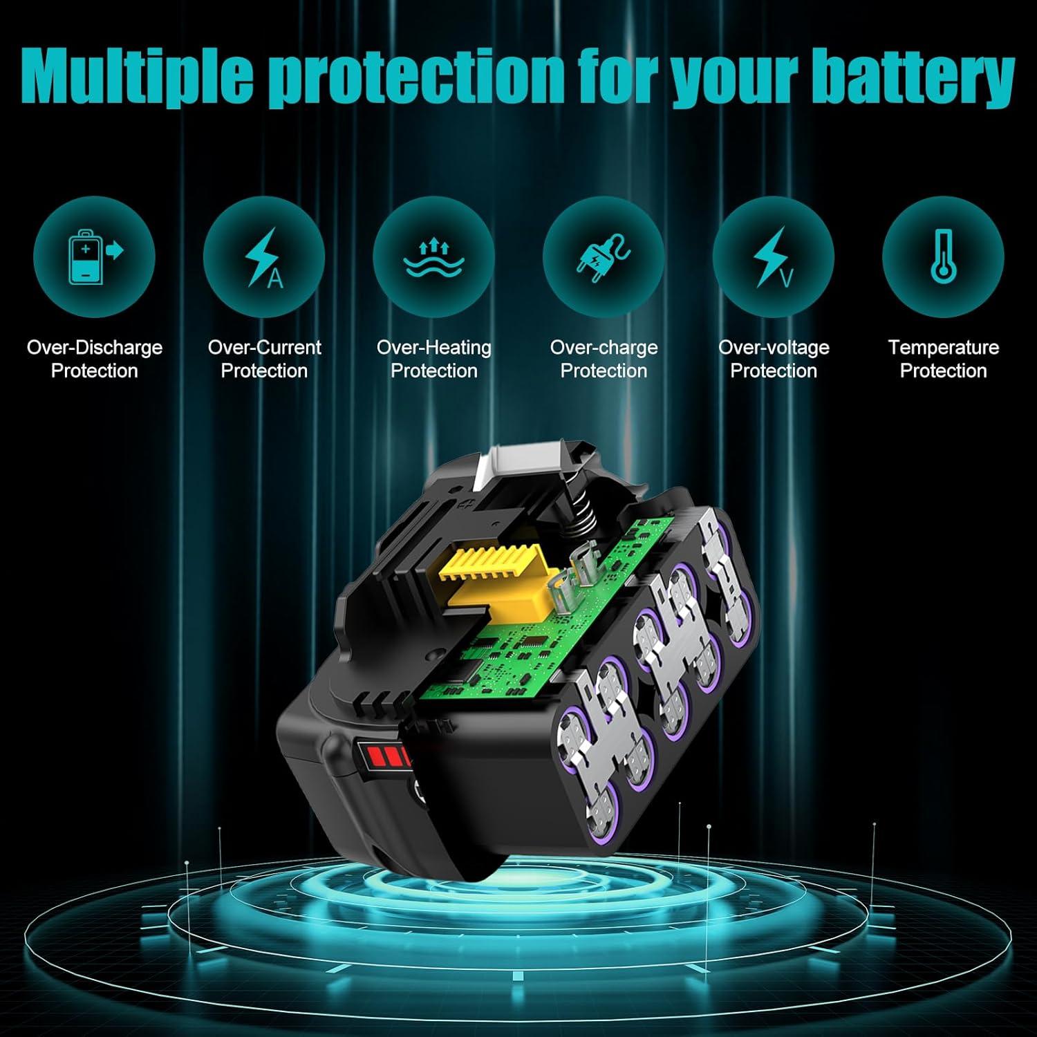 Paquete de 4 Baterías 8000mAh Makita 18V BL1860B BL1850B