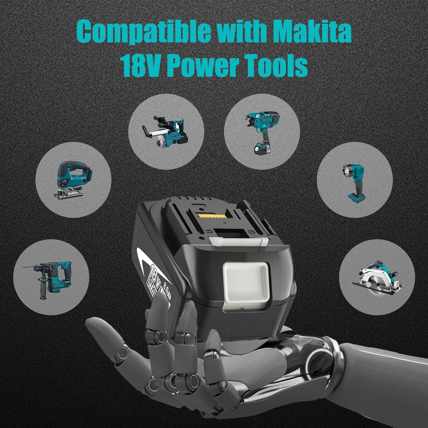 Paquete de 4 Baterías 8000mAh Makita 18V BL1860B BL1850B