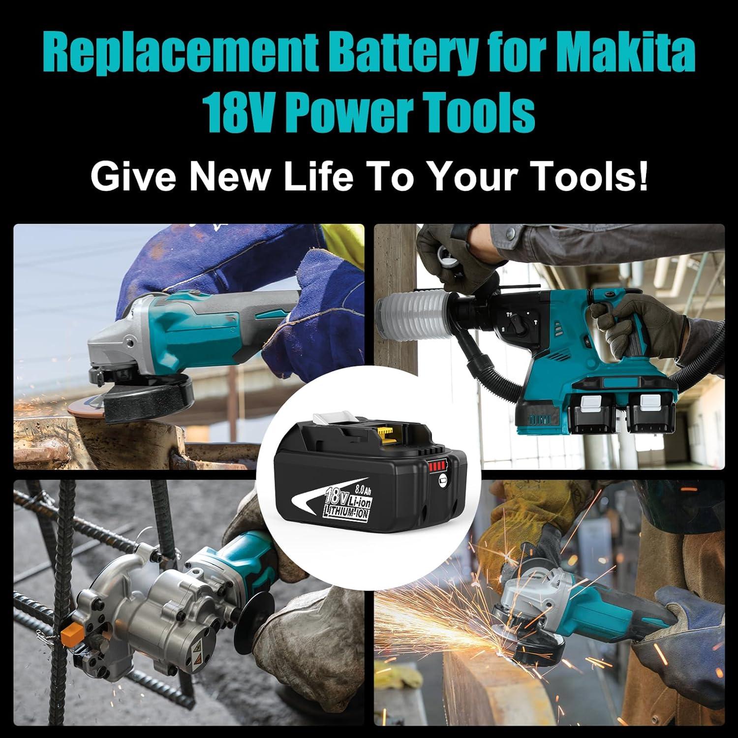 Paquete de 4 Baterías 8000mAh Makita 18V BL1860B BL1850B