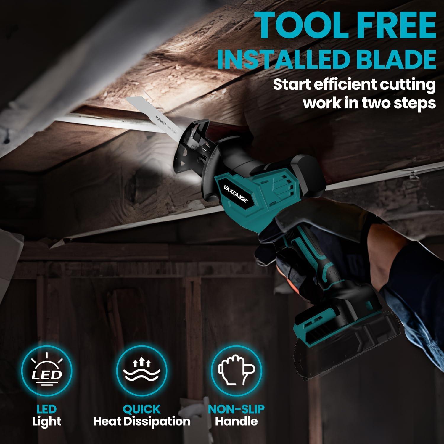 Sierra Recíproca Inalámbrica VAXCANZE 18V Motor Sin Escobillas