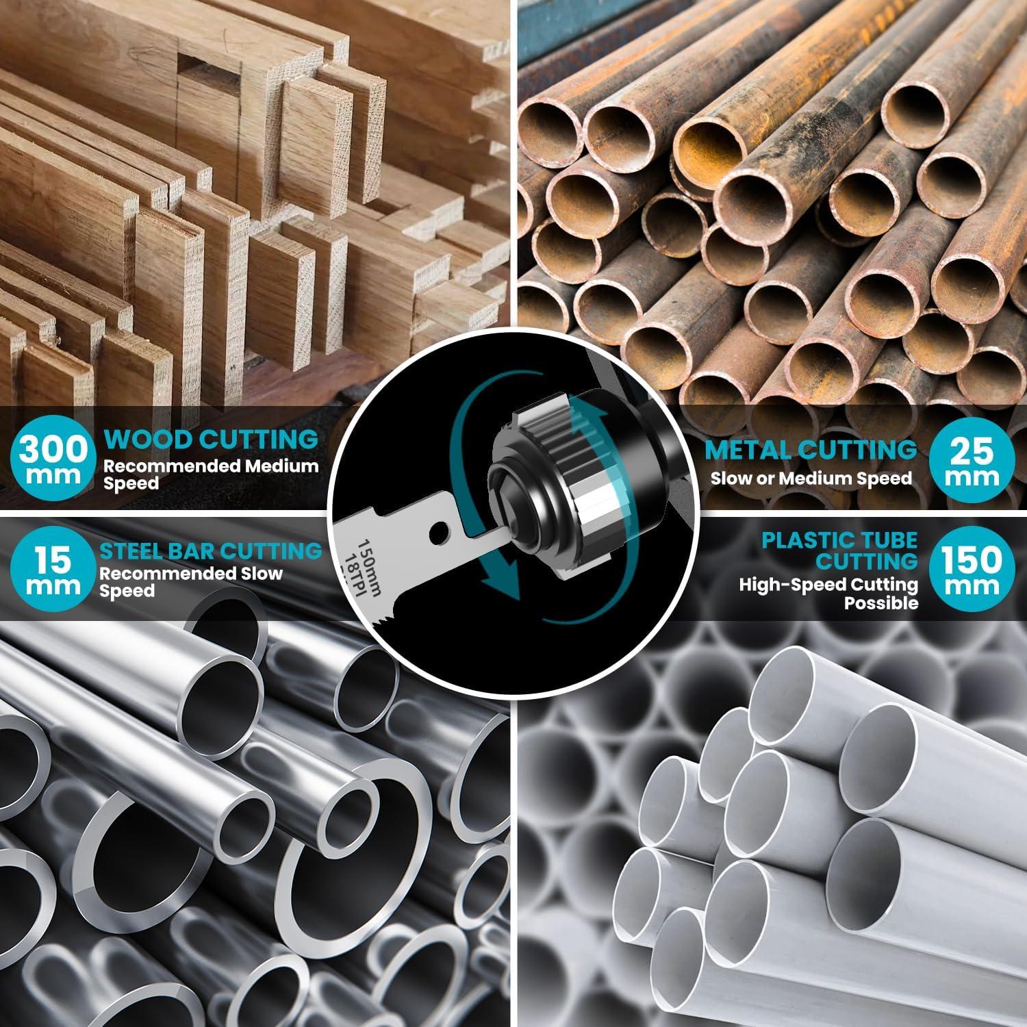 Sierra Recíproca Inalámbrica VAXCANZE 18V Motor Sin Escobillas