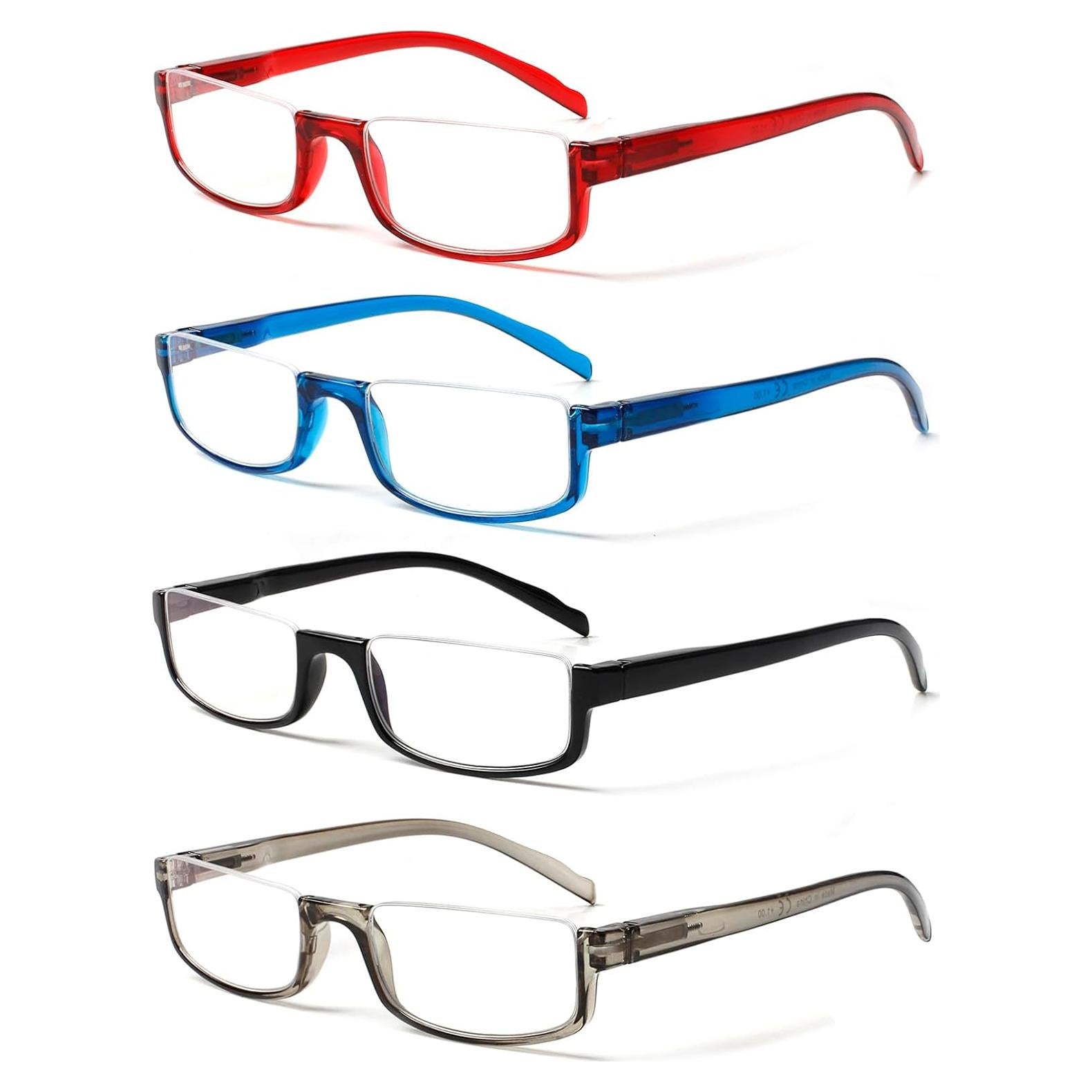 Henotin 4 Pares Gafas de Lectura Media Luna Unisex 4.0 Dioptrías