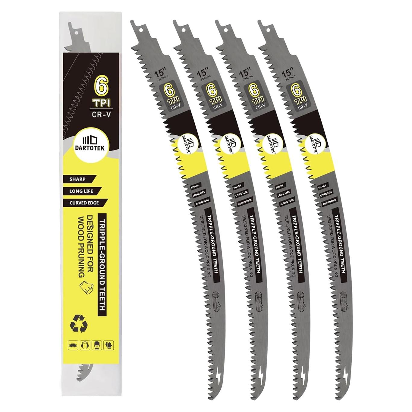 Cuchillas de Poda DARTOTEK 15" Curvadas 4PCS para Sierra Recíproca