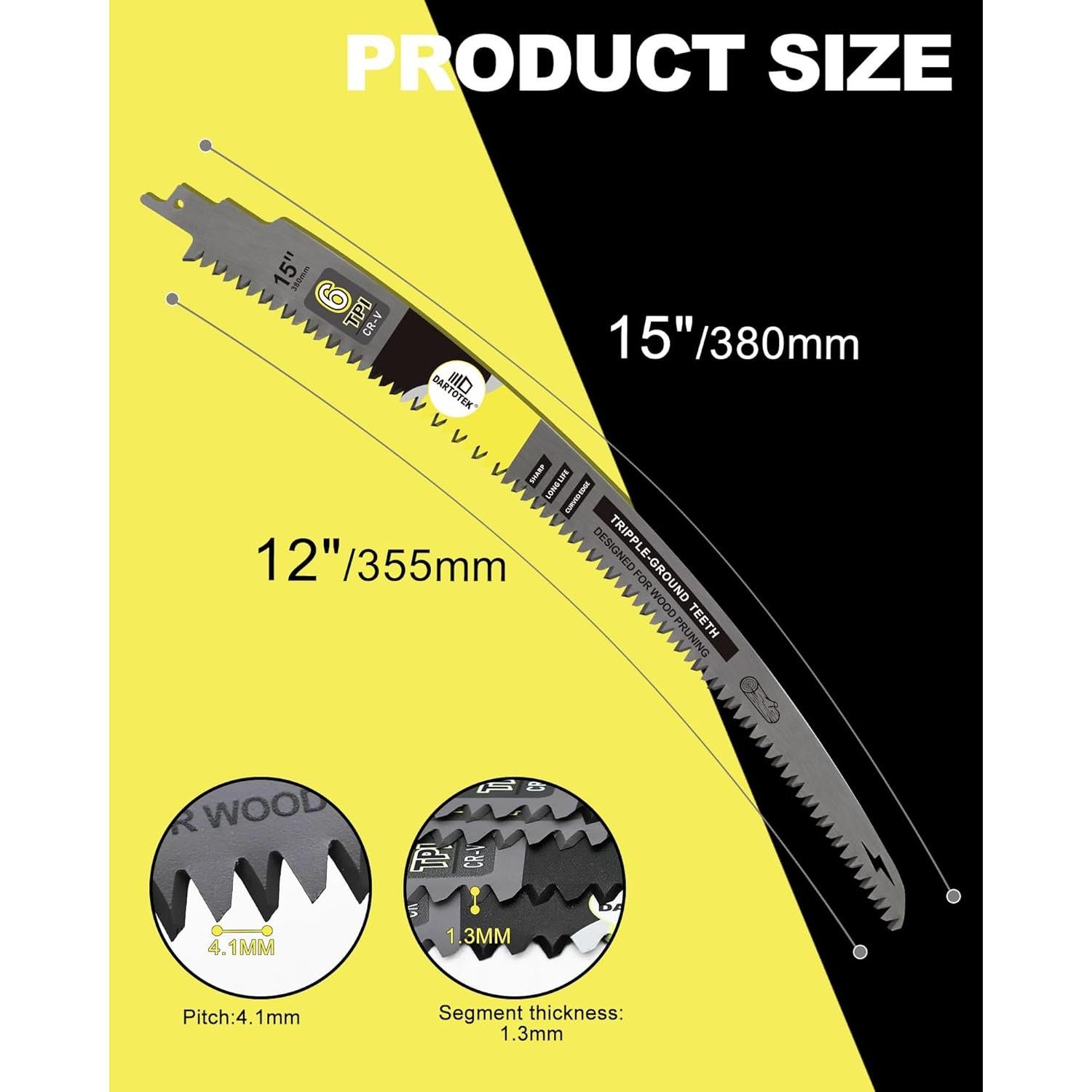 Cuchillas de Poda DARTOTEK 15" Curvadas 4PCS para Sierra Recíproca