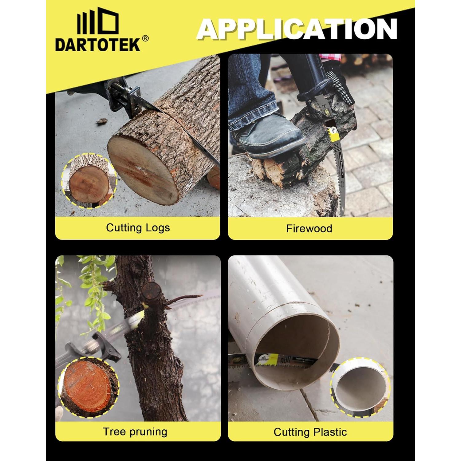 Cuchillas de Poda DARTOTEK 15" Curvadas 4PCS para Sierra Recíproca