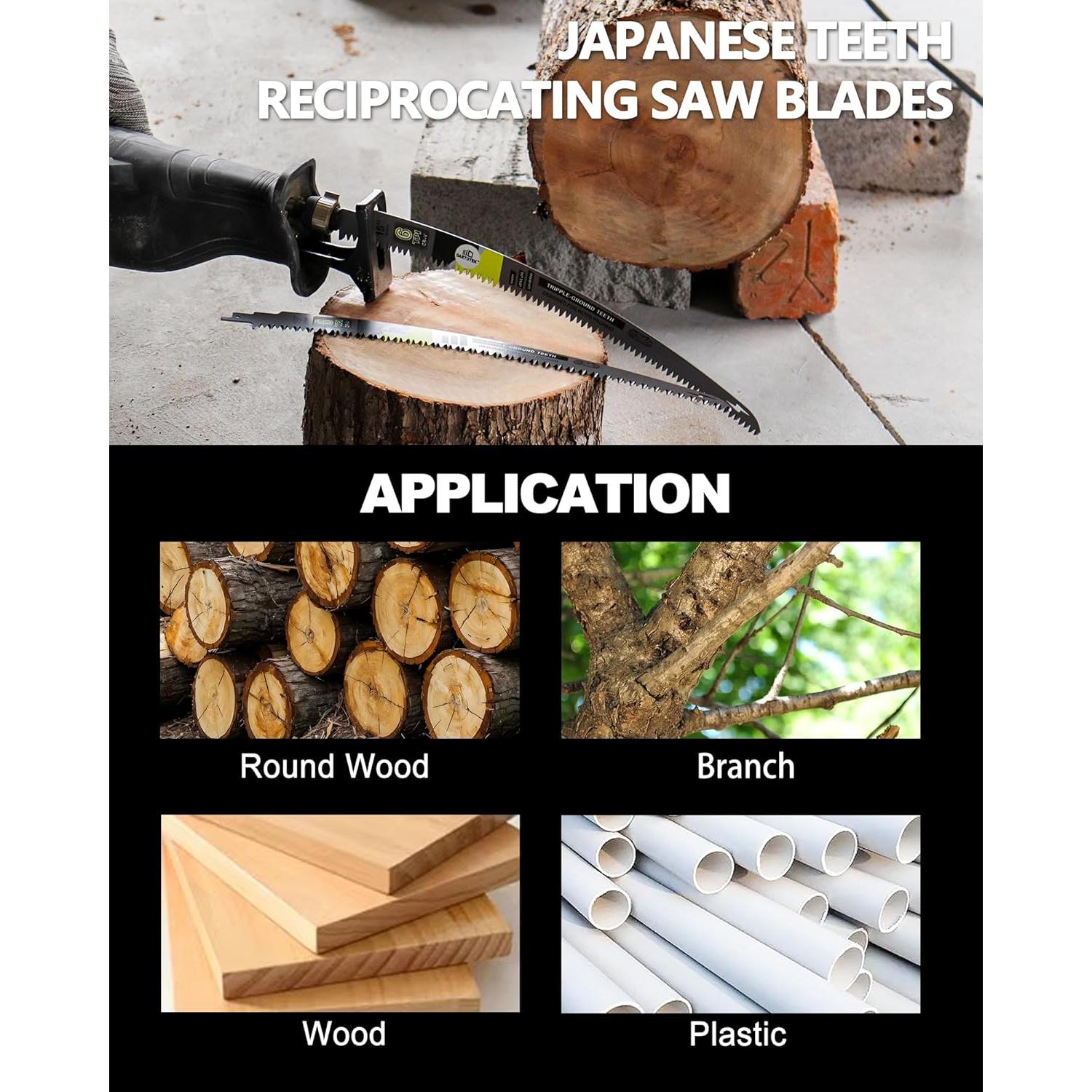 Cuchillas de Poda DARTOTEK 15" Curvadas 4PCS para Sierra Recíproca