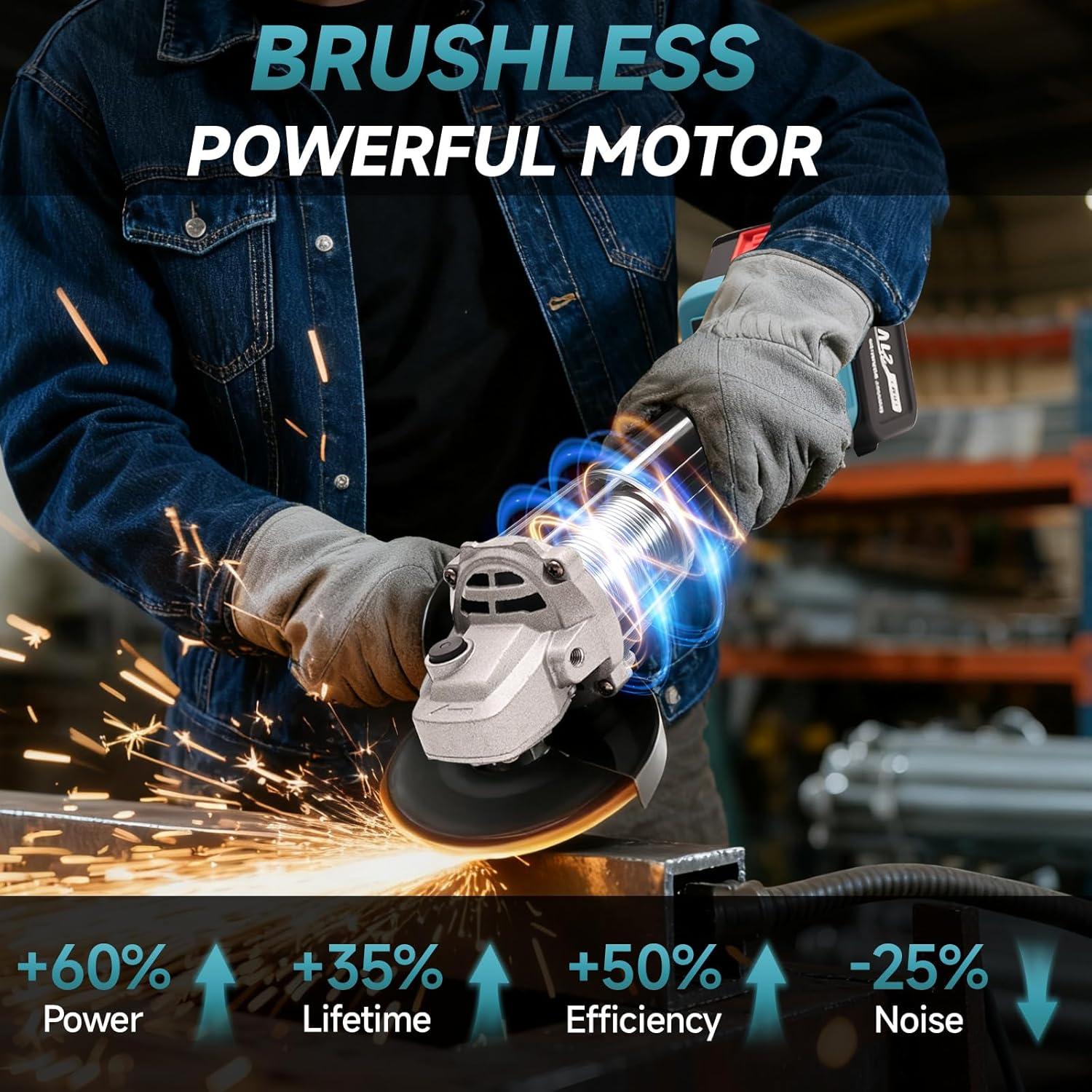 Amoladora Angular Inalámbrica Blayram 20V 8500 RPM 4-1/2"