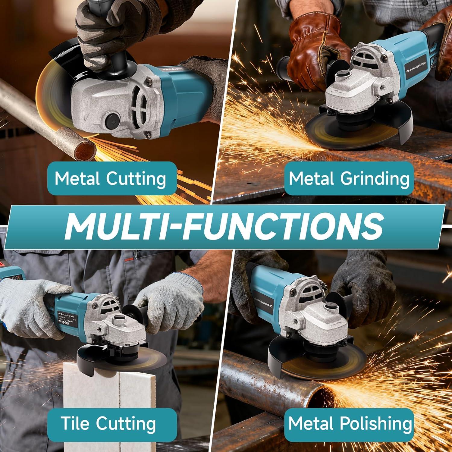 Amoladora Angular Inalámbrica Blayram 20V 8500 RPM 4-1/2"