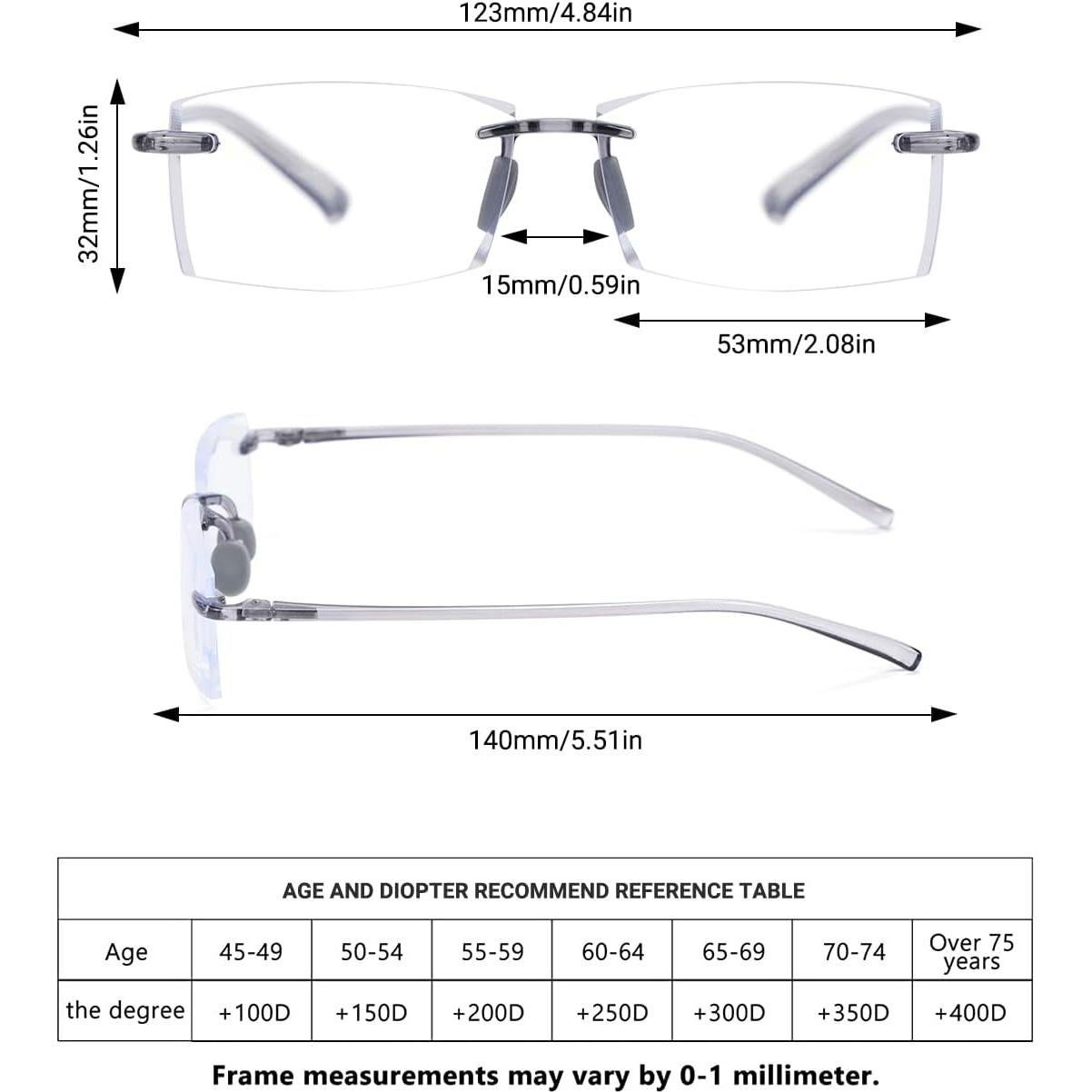 Gafas de lectura sin montura TERAISE 2.5x ligeras y cómodas