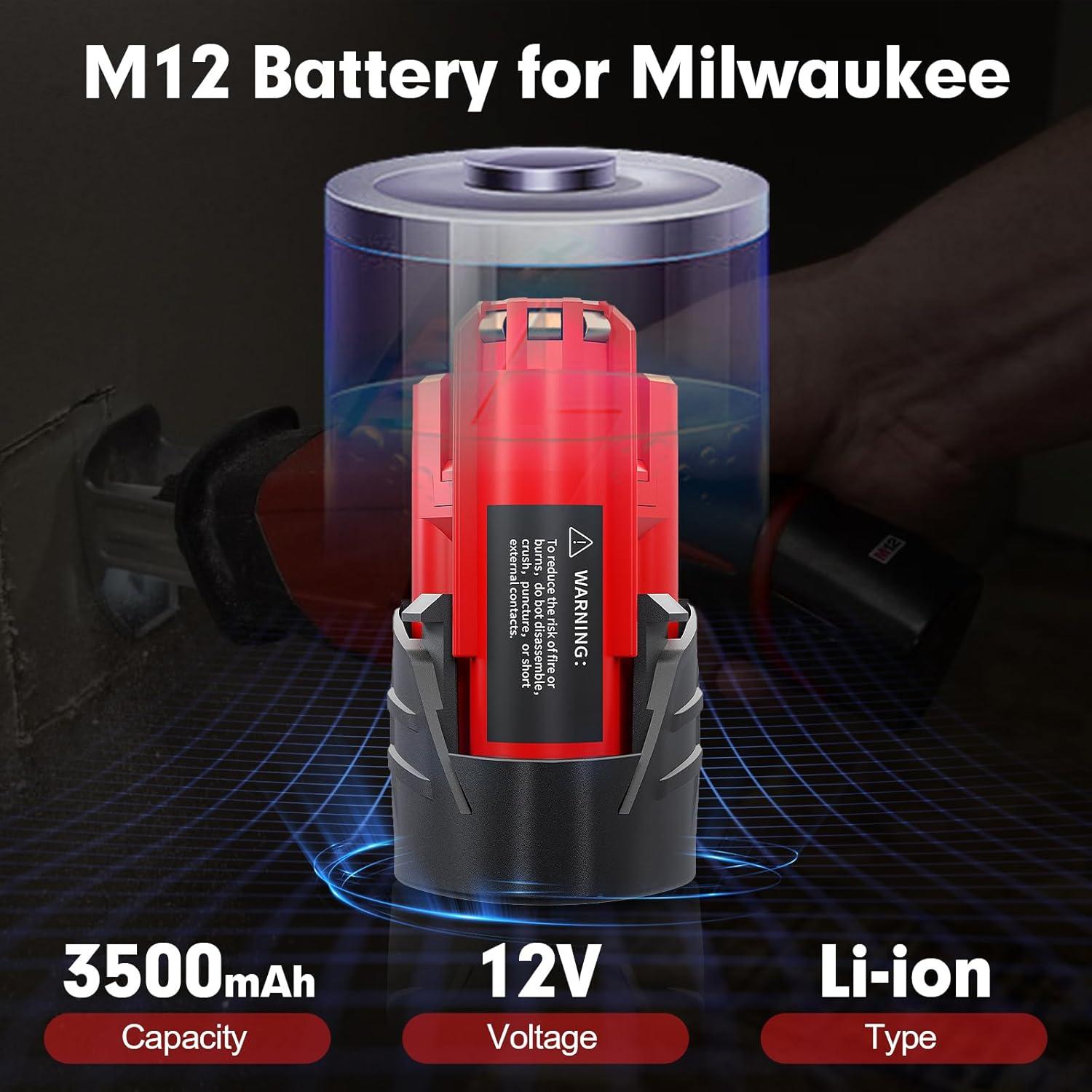 Paquete de 4 Baterías Litio 12V 3.5Ah Milwaukee M12