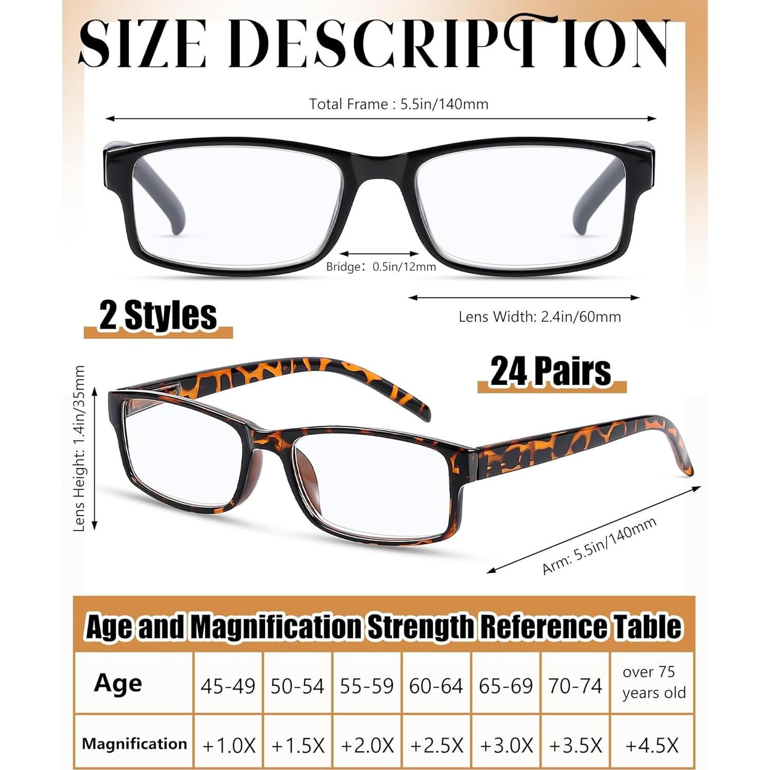 Gafas de Lectura Umigy 24 Paquetes 2.5 Unisex Ajustables