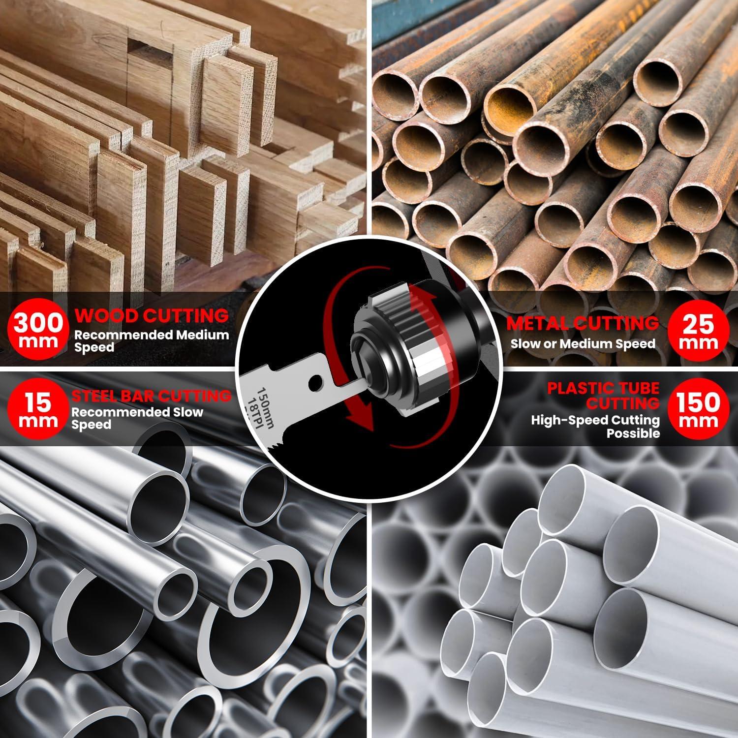 Sierra Recíproca Inalámbrica VAXCANZE 18V Motor Sin Escobillas