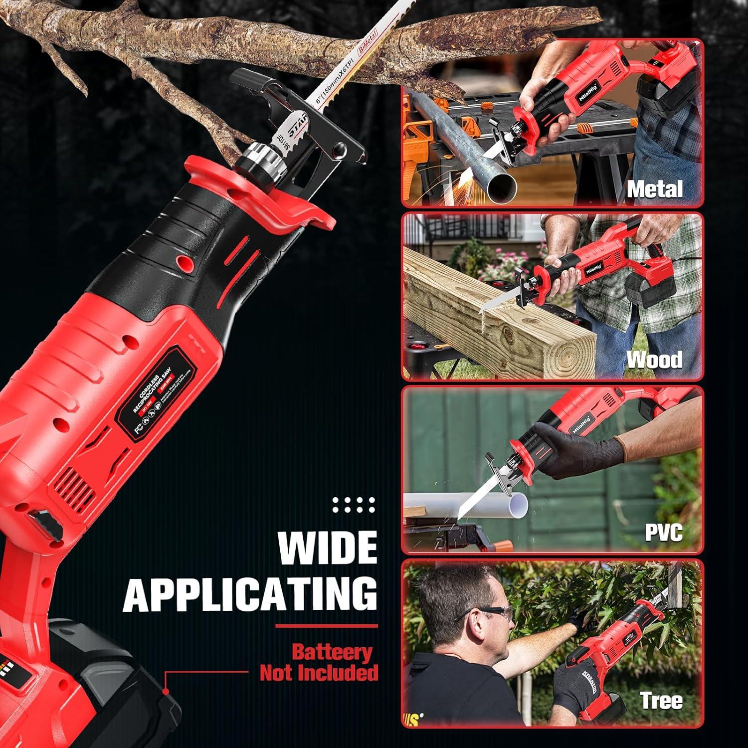 Sierra Recíproca Inalámbrica MtiolHig 18V 3200 SPM Sin Escobillas