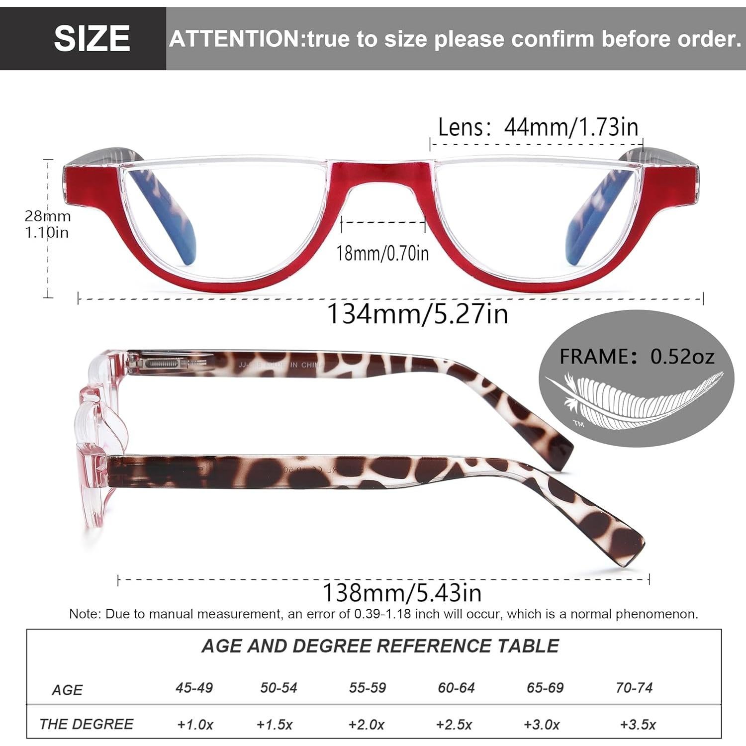 Gafas de Lectura EYEURL Media Montura 5 Paquetes 2.75x