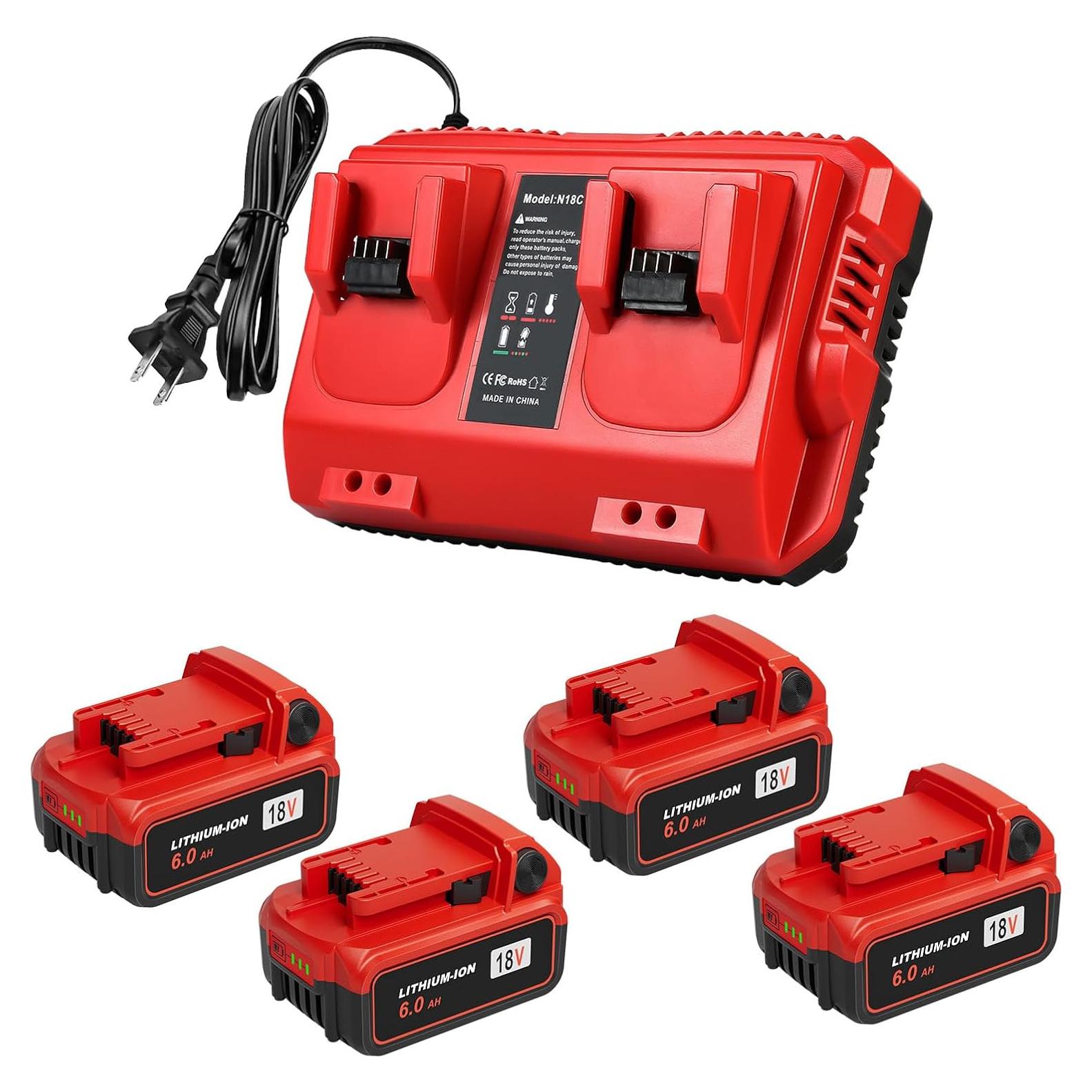 Paquete de 4 Baterías 18V 6.0Ah + Cargador Milwaukee M18