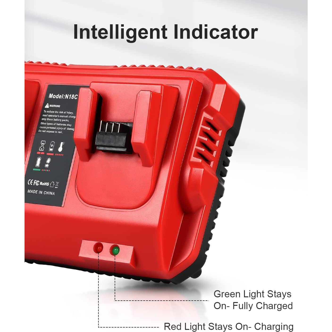 Paquete de 4 Baterías 18V 6.0Ah + Cargador Milwaukee M18