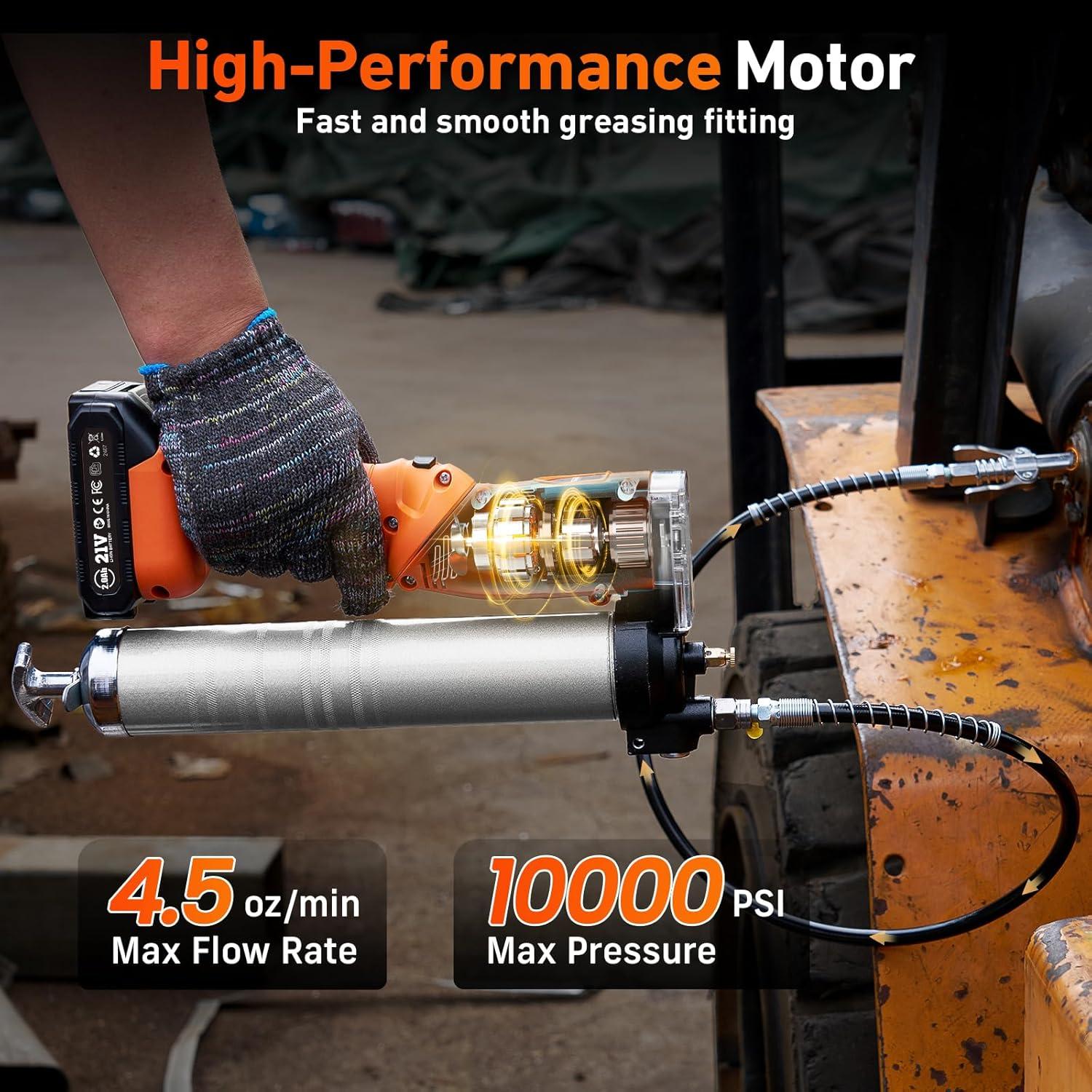 Pistola de Grasa Eléctrica 2-en-1 TaskStar TSGR03 10000 PSI