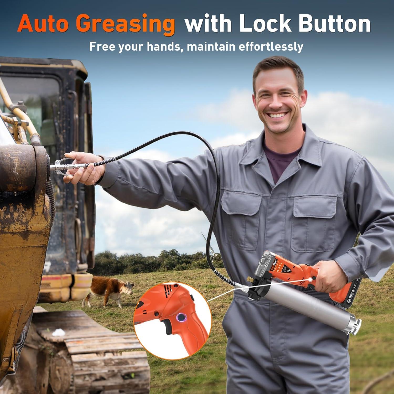 Pistola de Grasa Eléctrica 2-en-1 TaskStar TSGR03 10000 PSI