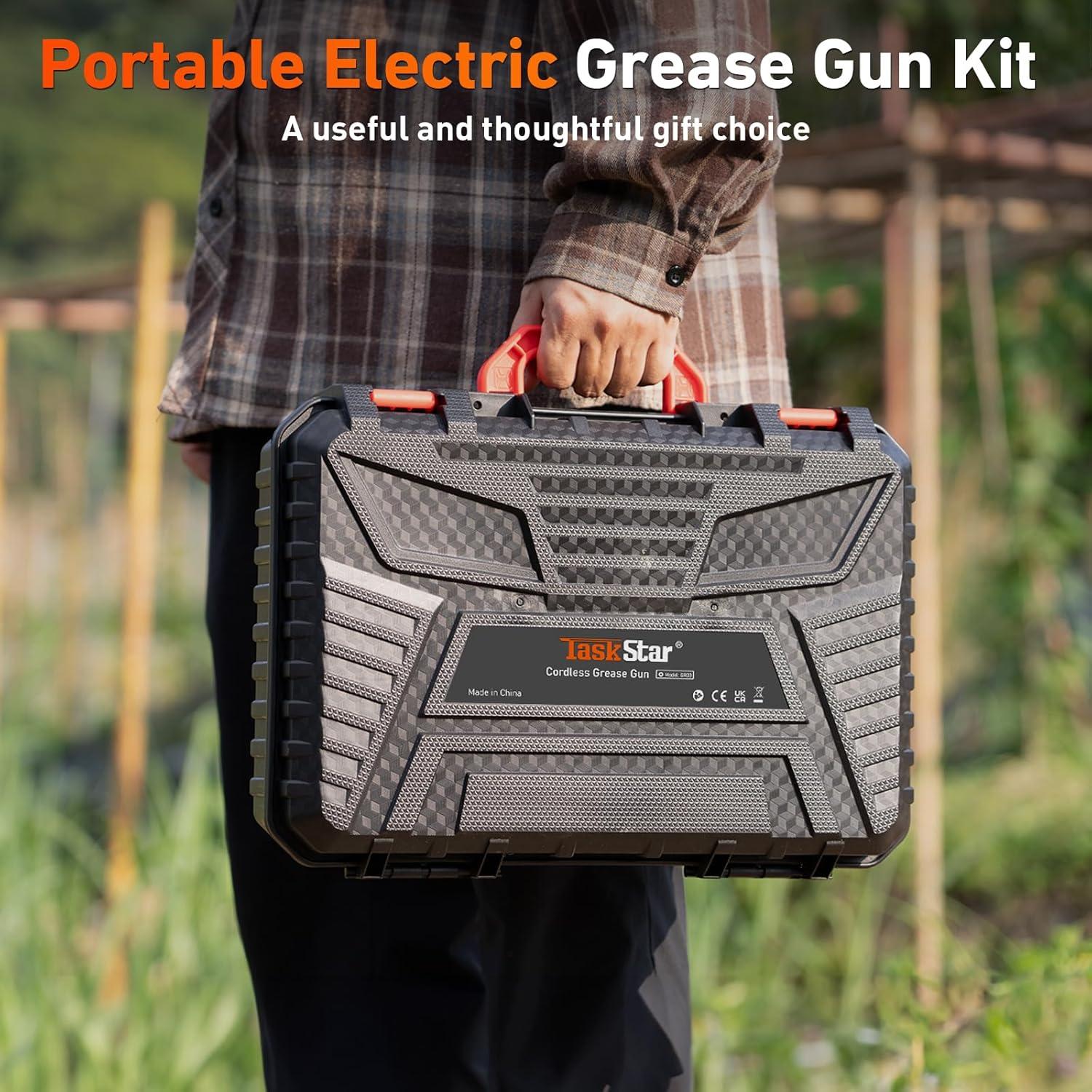 Pistola de Grasa Eléctrica 2-en-1 TaskStar TSGR03 10000 PSI