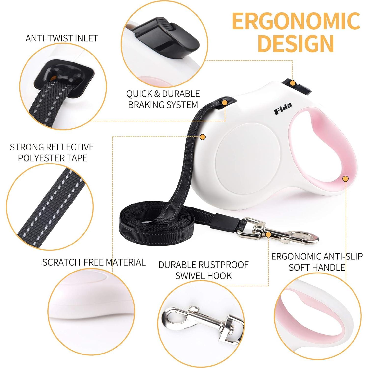 Correa Retráctil para Perros Fida 4,88 m con Dispensador