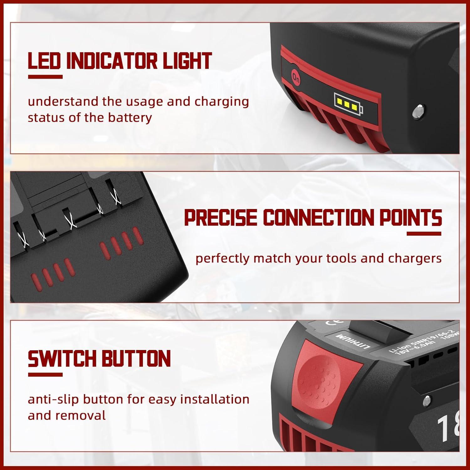 Batería de 18V 6.0Ah Bosch - Reemplazo para BAT609 y más