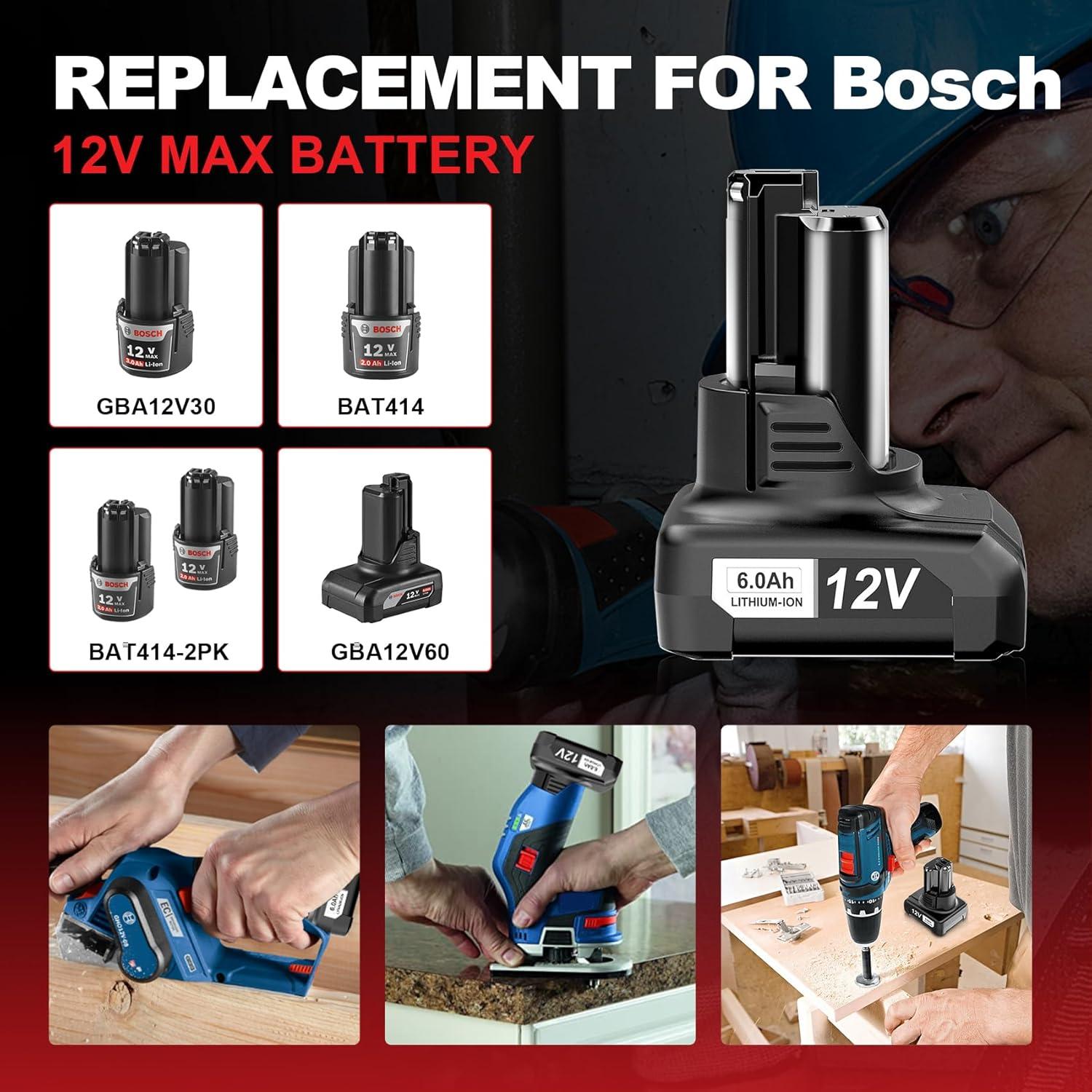 Batería de Reemplazo Bosch 12V GBA12V60 6.0Ah Litio-ion