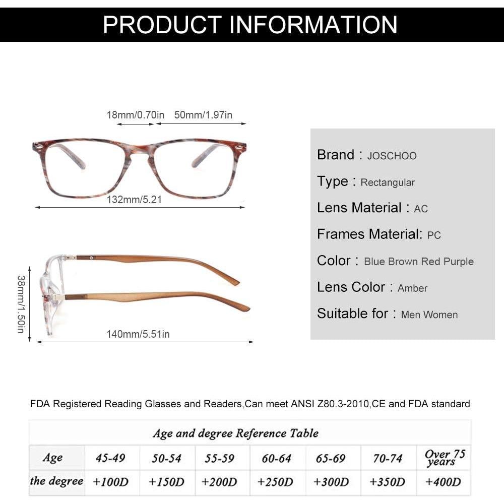 Gafas de lectura JOSCHOO bloqueo luz azul 1.75x marrón