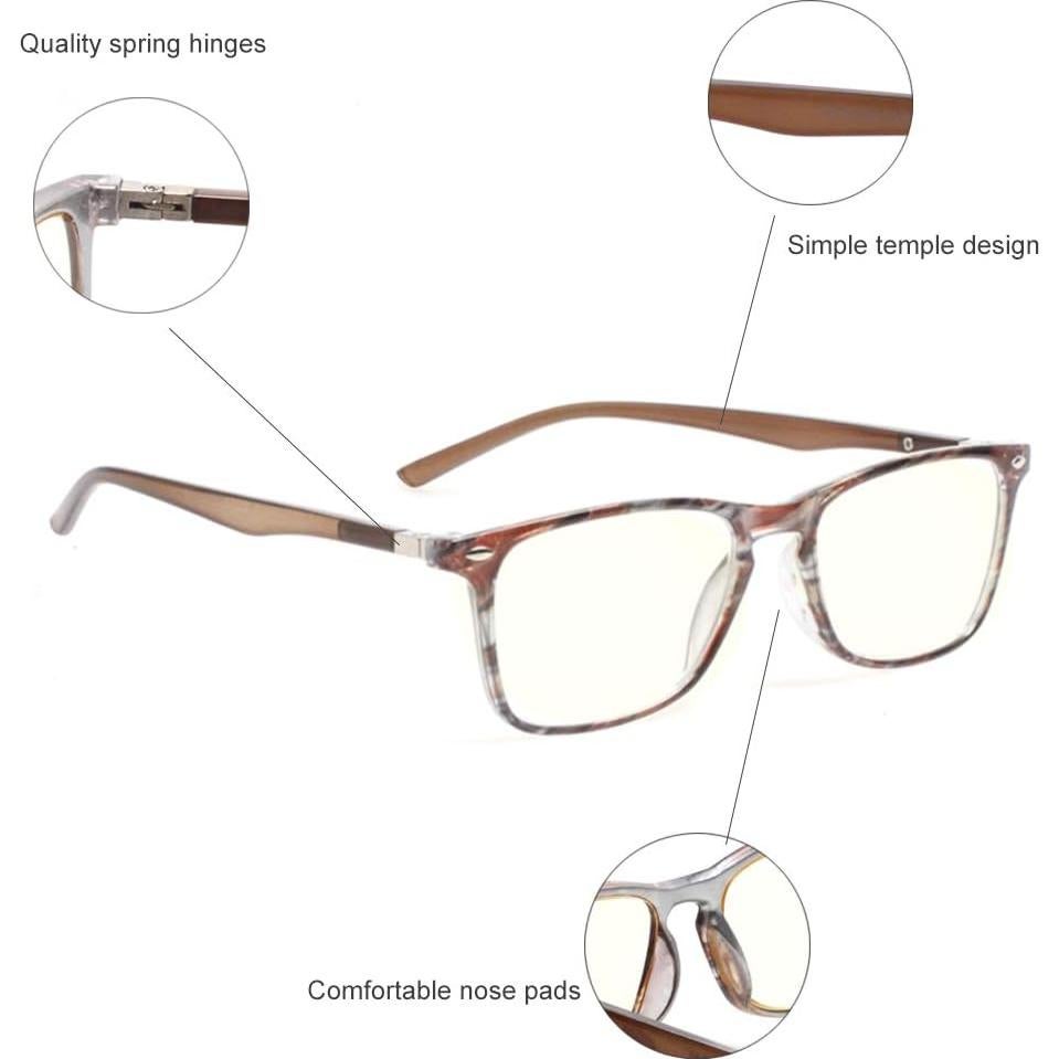 Gafas de lectura JOSCHOO bloqueo luz azul 1.75x marrón