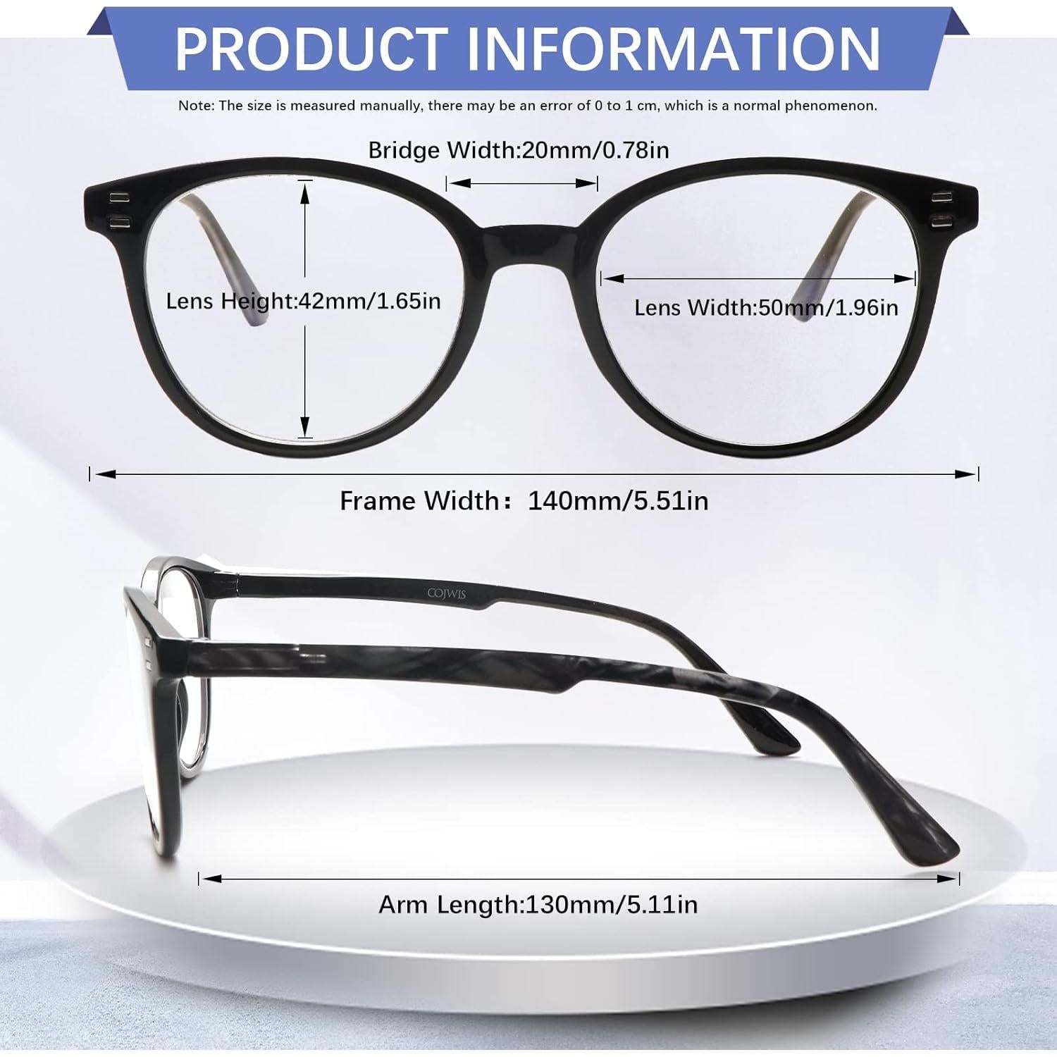 Gafas de lectura COJWIS 5 pares con bloqueo luz azul 3.5x