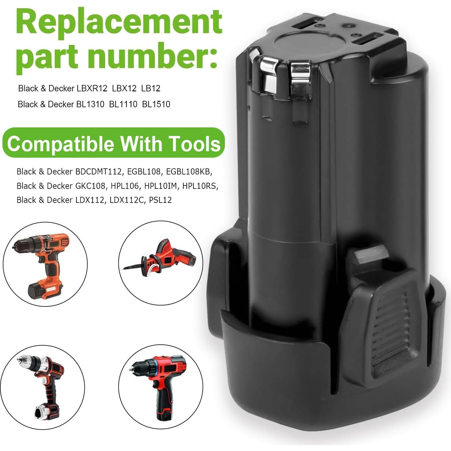 Batería de Litio 3500mAh 12V Black & Decker LBXR12 LBX12