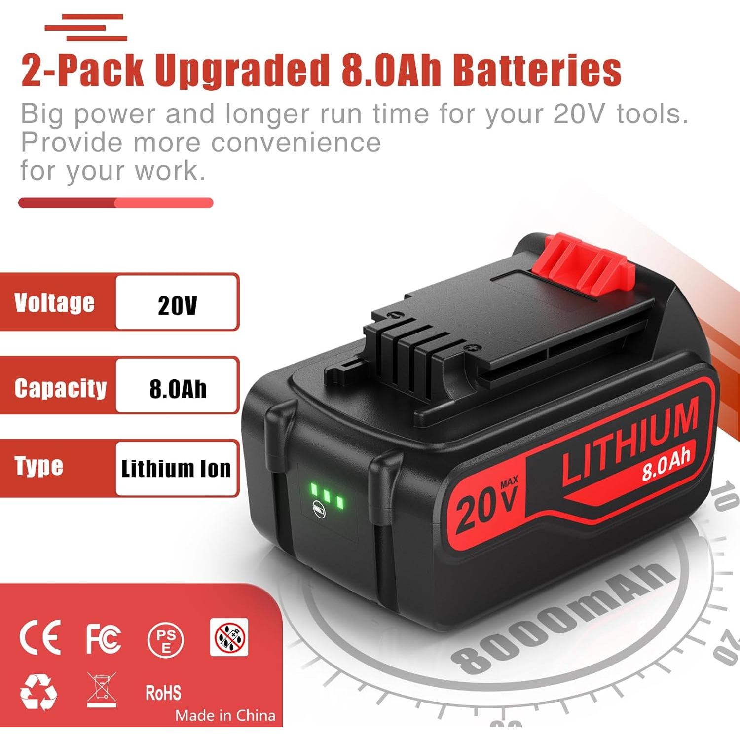 Batería de Litio 8000mAh Bonacell para Black y Decker 20V