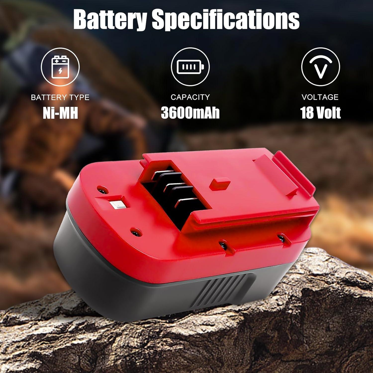 2 Baterías de Reemplazo Ni-MH 3.6Ah Forrat para Black & Decker 18V