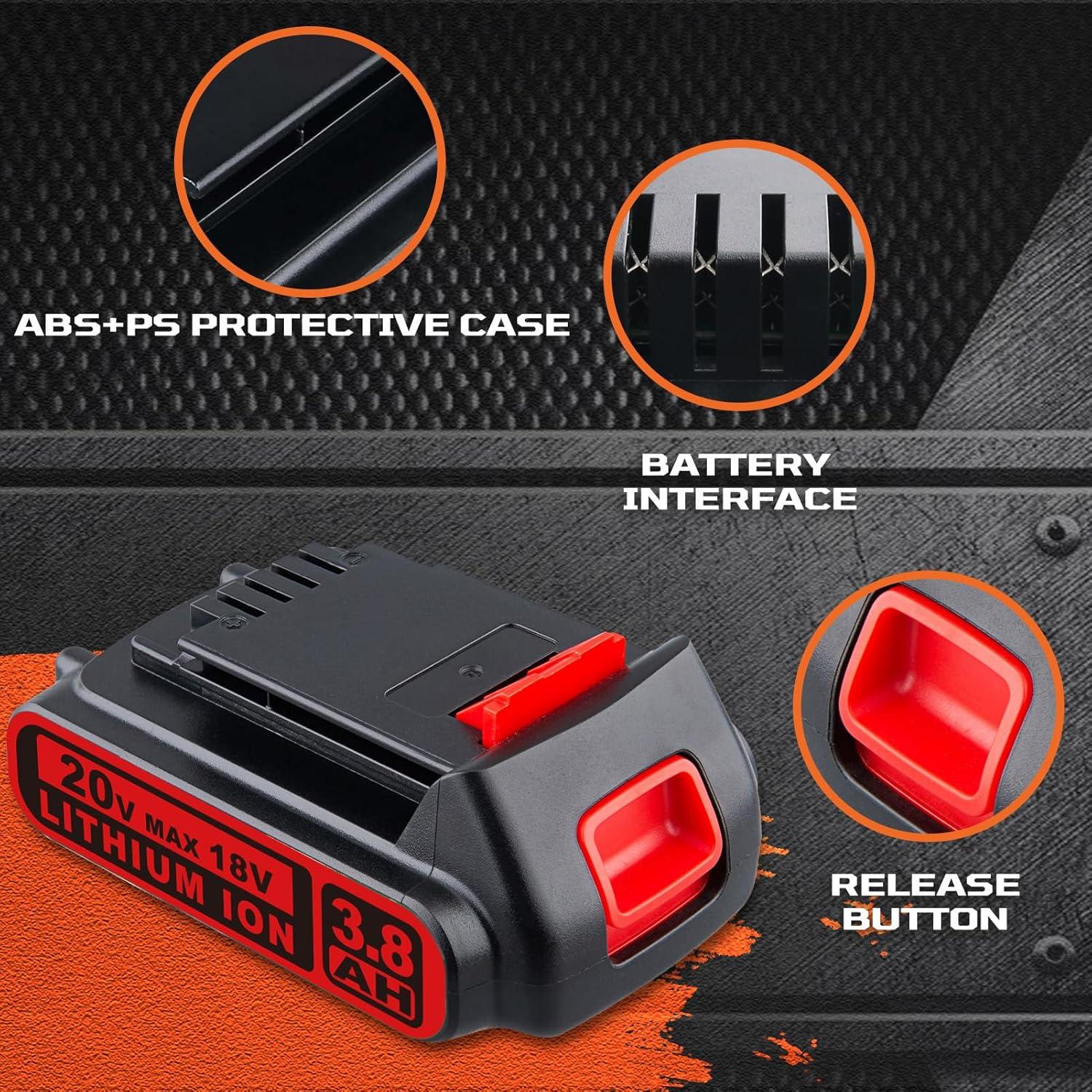 Batería de Litio 20V 3.8Ah Masione para Black & Decker (2-Pack)