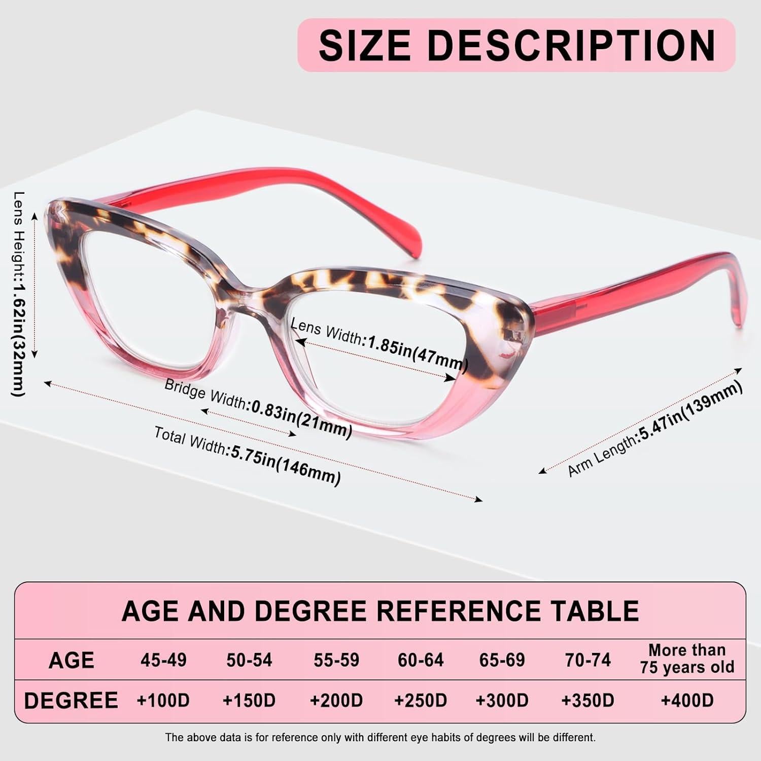 Paquete de 6 Gafas de Lectura Ojo de Gato para Mujeres con Luz Azul