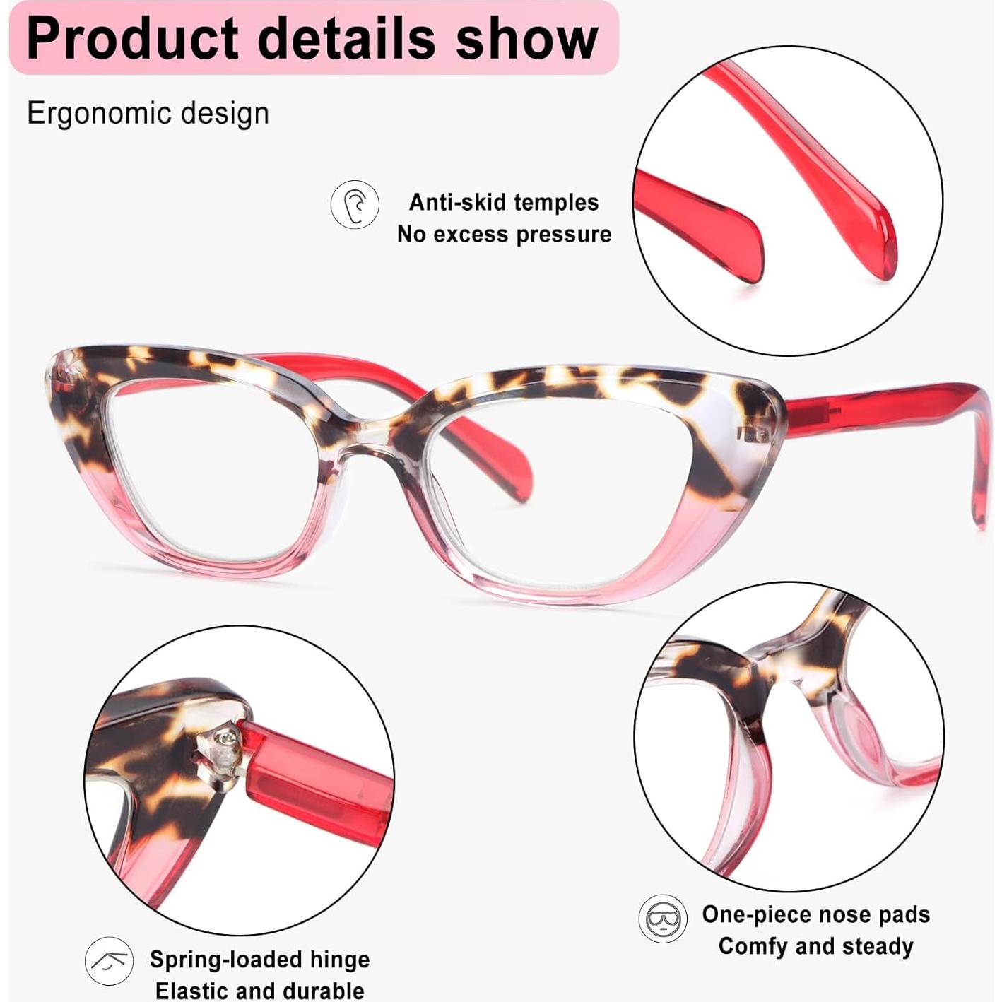 Paquete de 6 Gafas de Lectura Ojo de Gato para Mujeres con Luz Azul