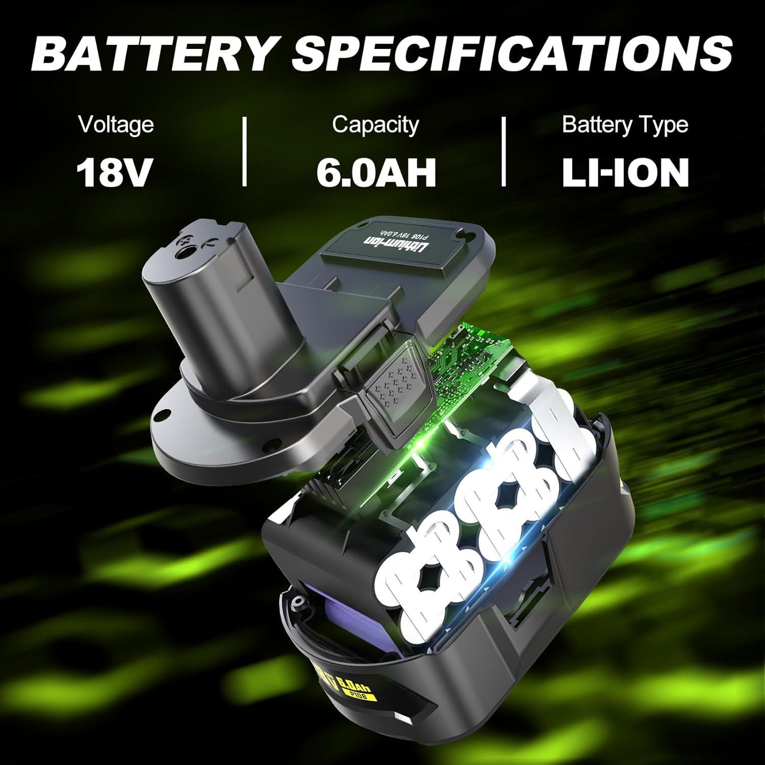 Batería de Reemplazo 18V 6.0Ah Ryobi ONE+ 2 Paquetes