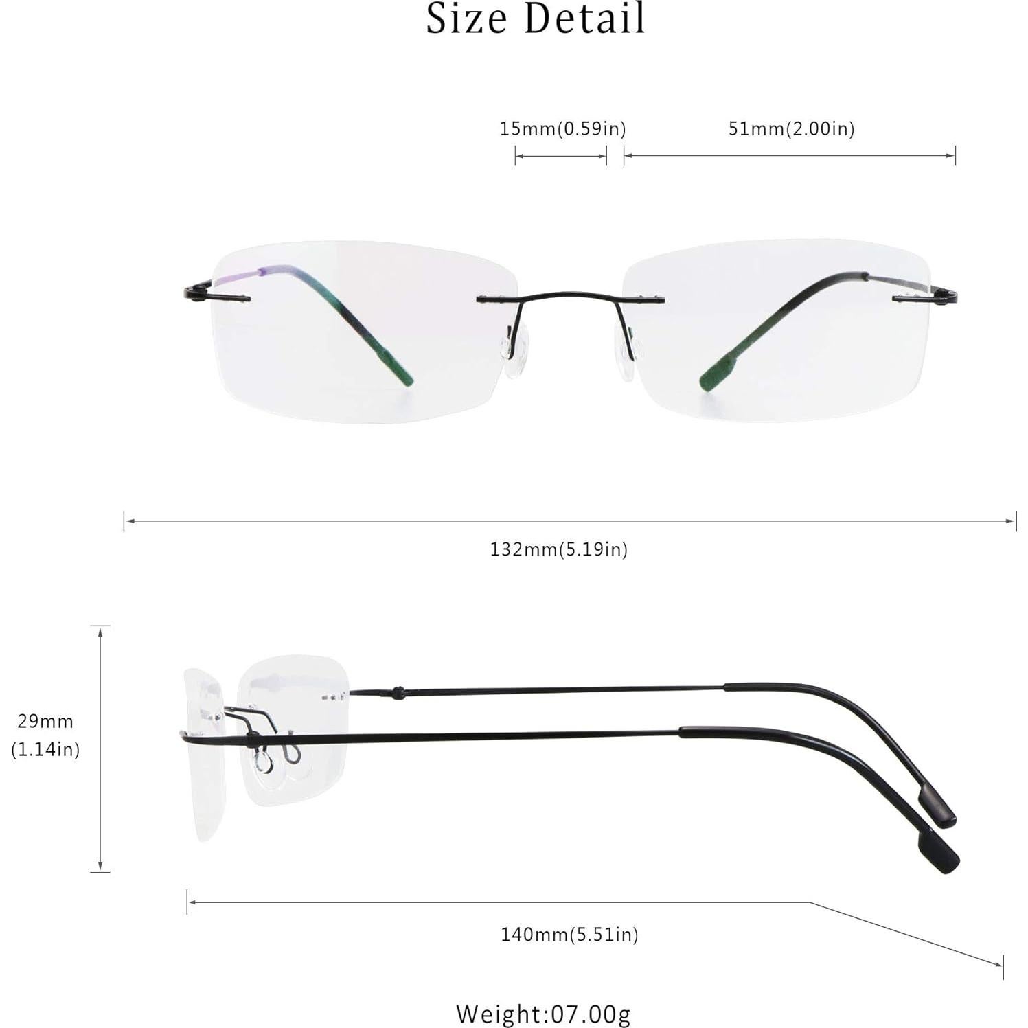Gafas de lectura LifeArt +2.25, anti-fatiga ocular, sin montura