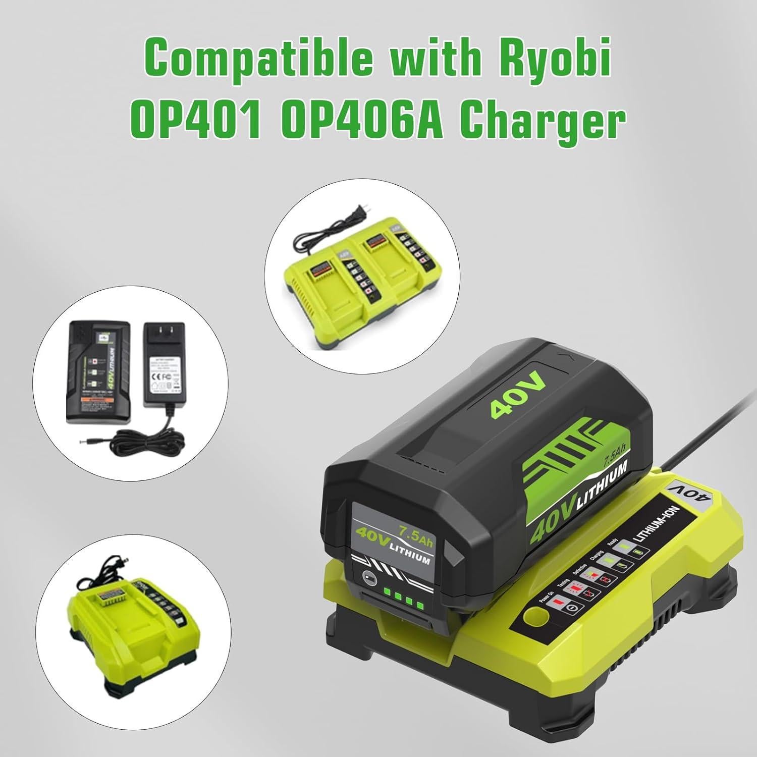 Batería de Reemplazo 40V 7500mAh Ryobi OP4075A Mejorada