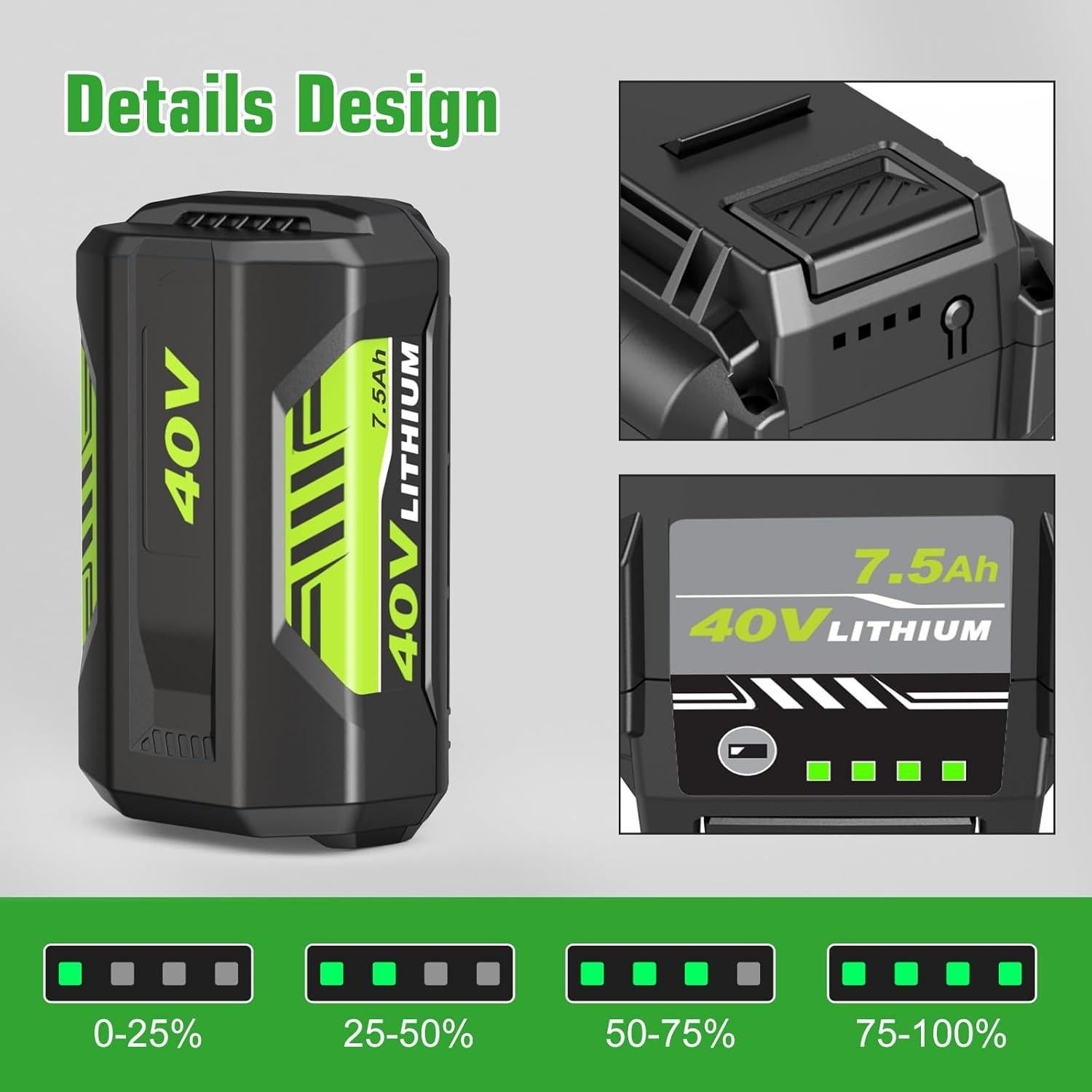 Batería de Reemplazo 40V 7500mAh Ryobi OP4075A Mejorada