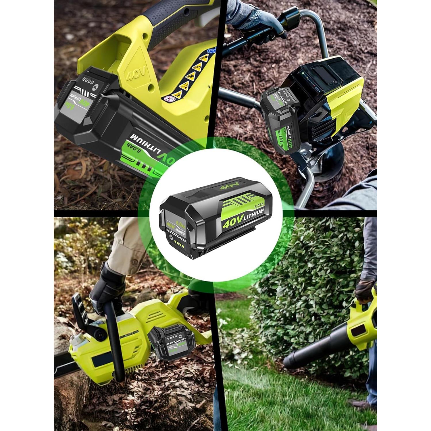 Paquete de 2 Baterías Litio Ion 40V 6.0Ah Zuyitoku Compatible Ryobi