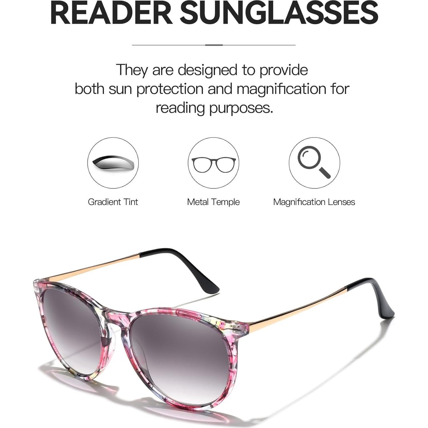 Gafas de sol de lectura para mujeres IF8859 UV400 Floral +2.00