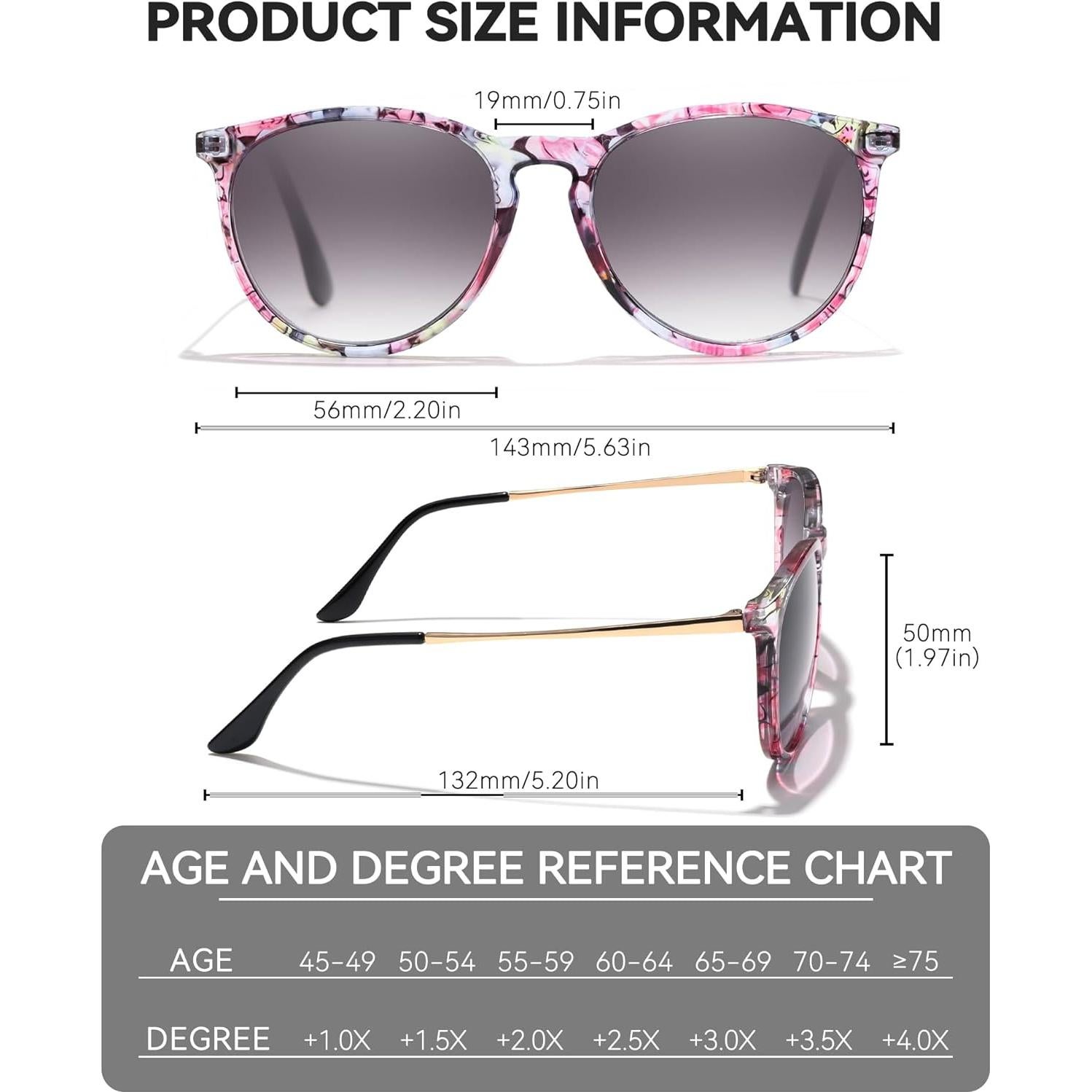 Gafas de sol de lectura para mujeres IF8859 UV400 Floral +2.00