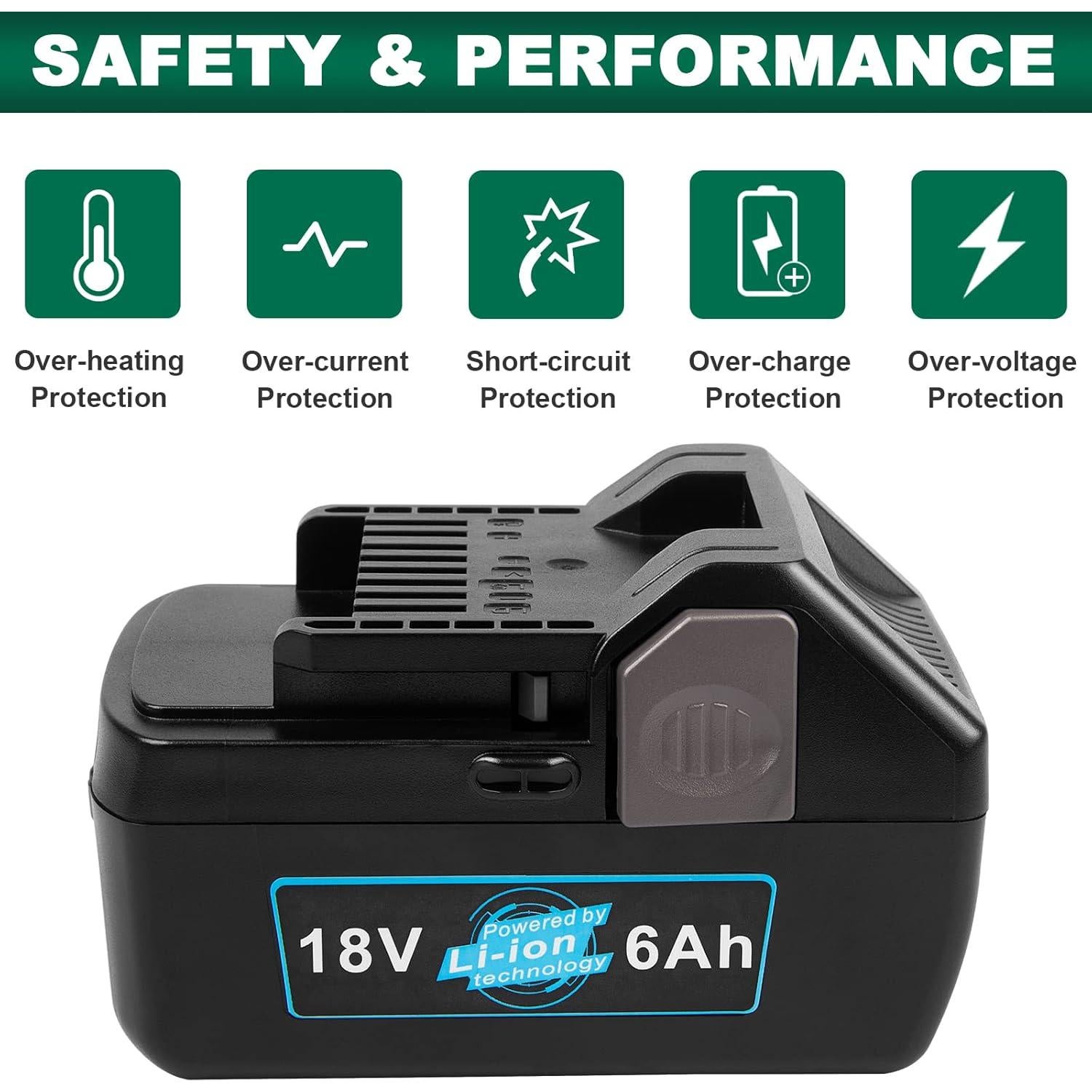 Paquete de 2 Baterías Li-ion 6.0 Ah 18V para Hitachi y Metabo